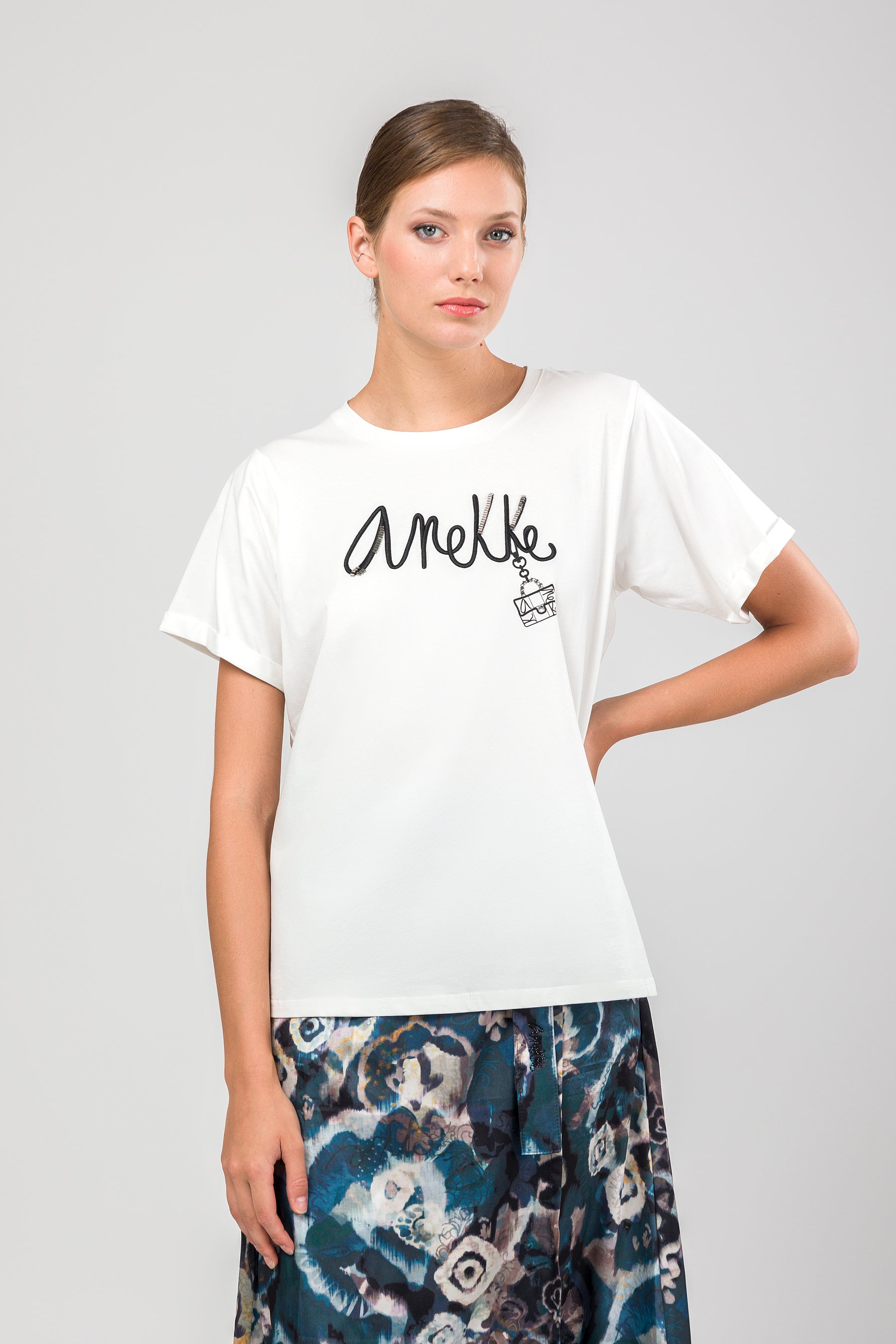 Kurzarm-T-Shirt weiß Studio