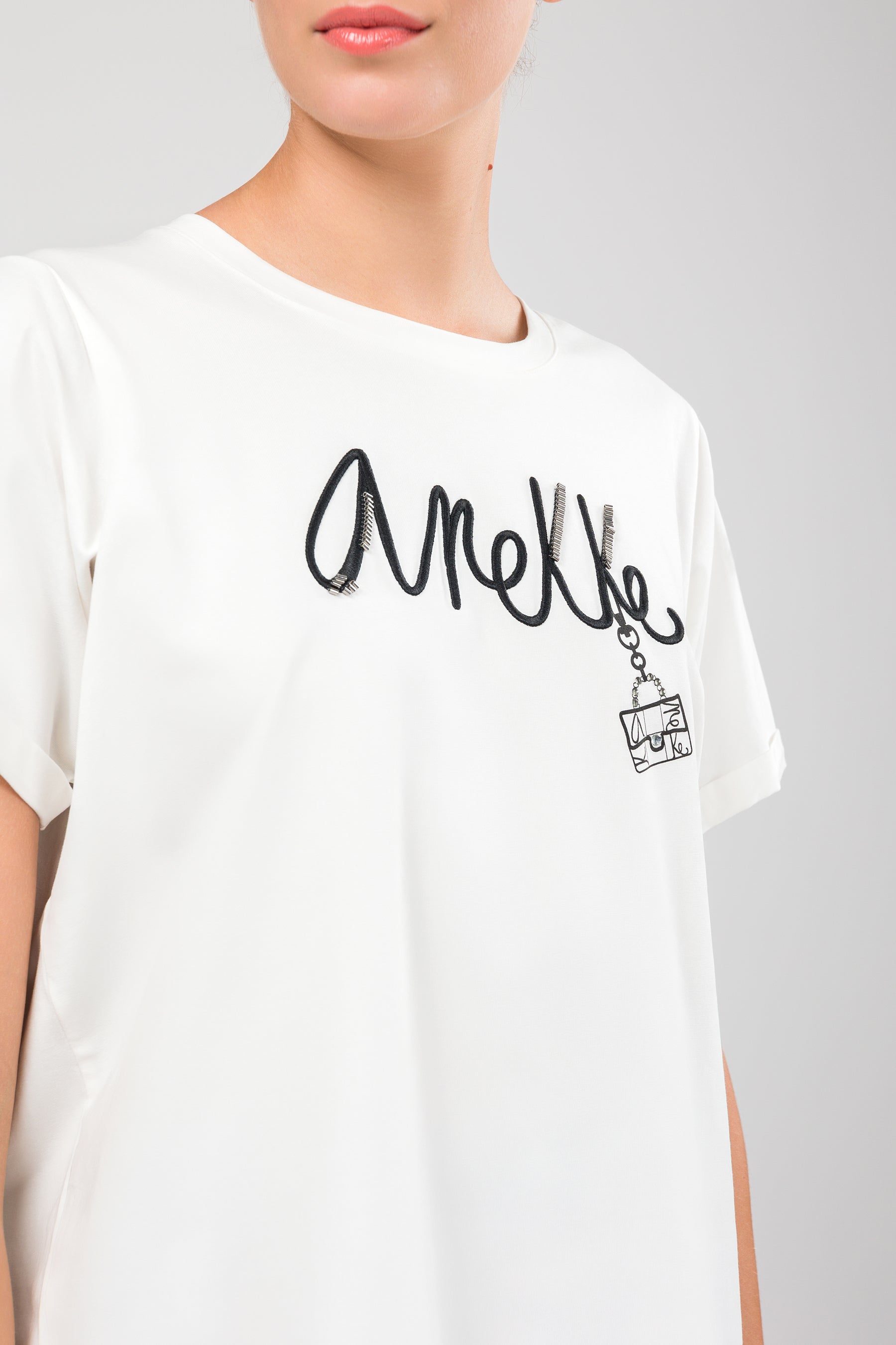 Kurzarm-T-Shirt weiß Studio