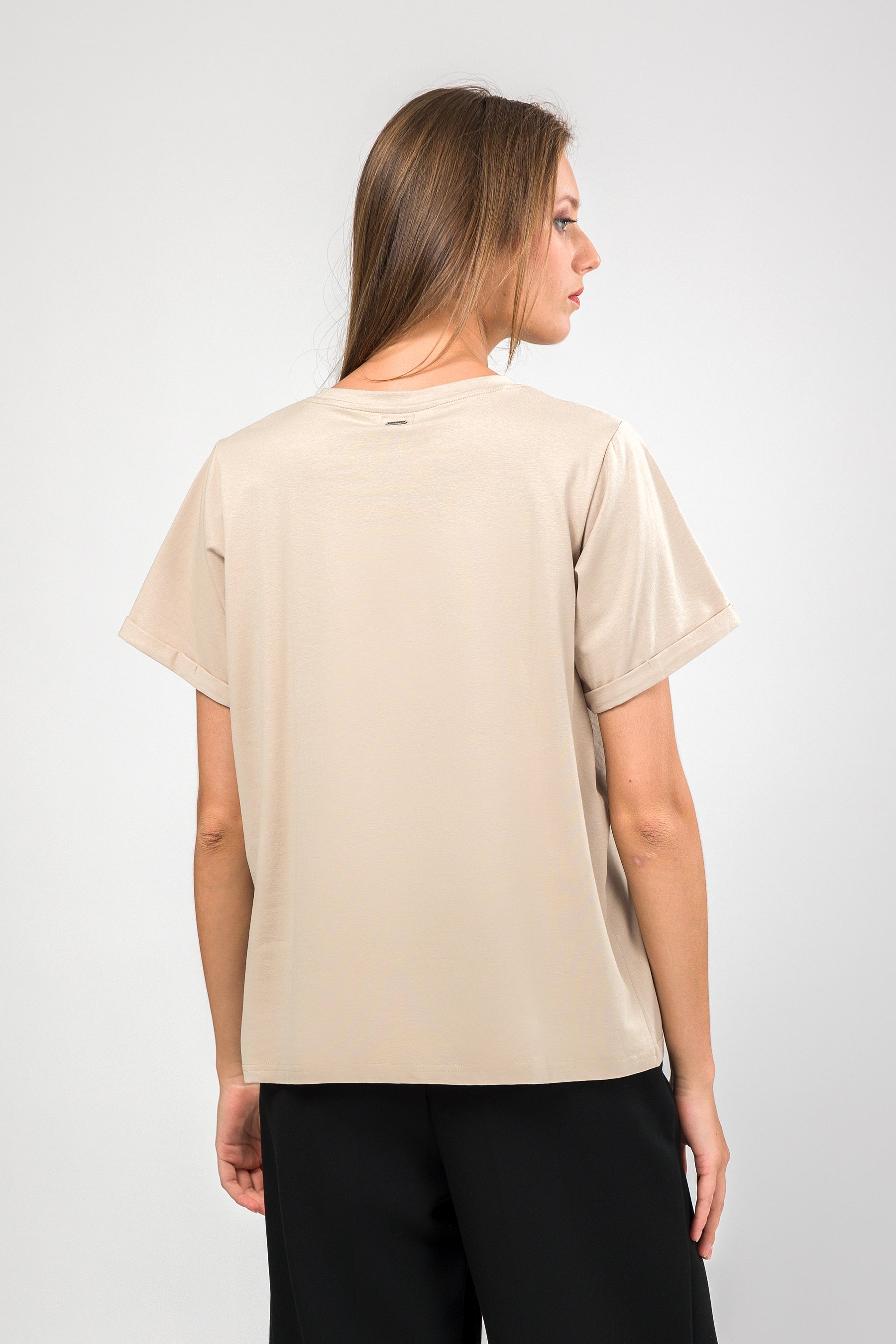 Kurzarm-T-Shirt beige mit Logo