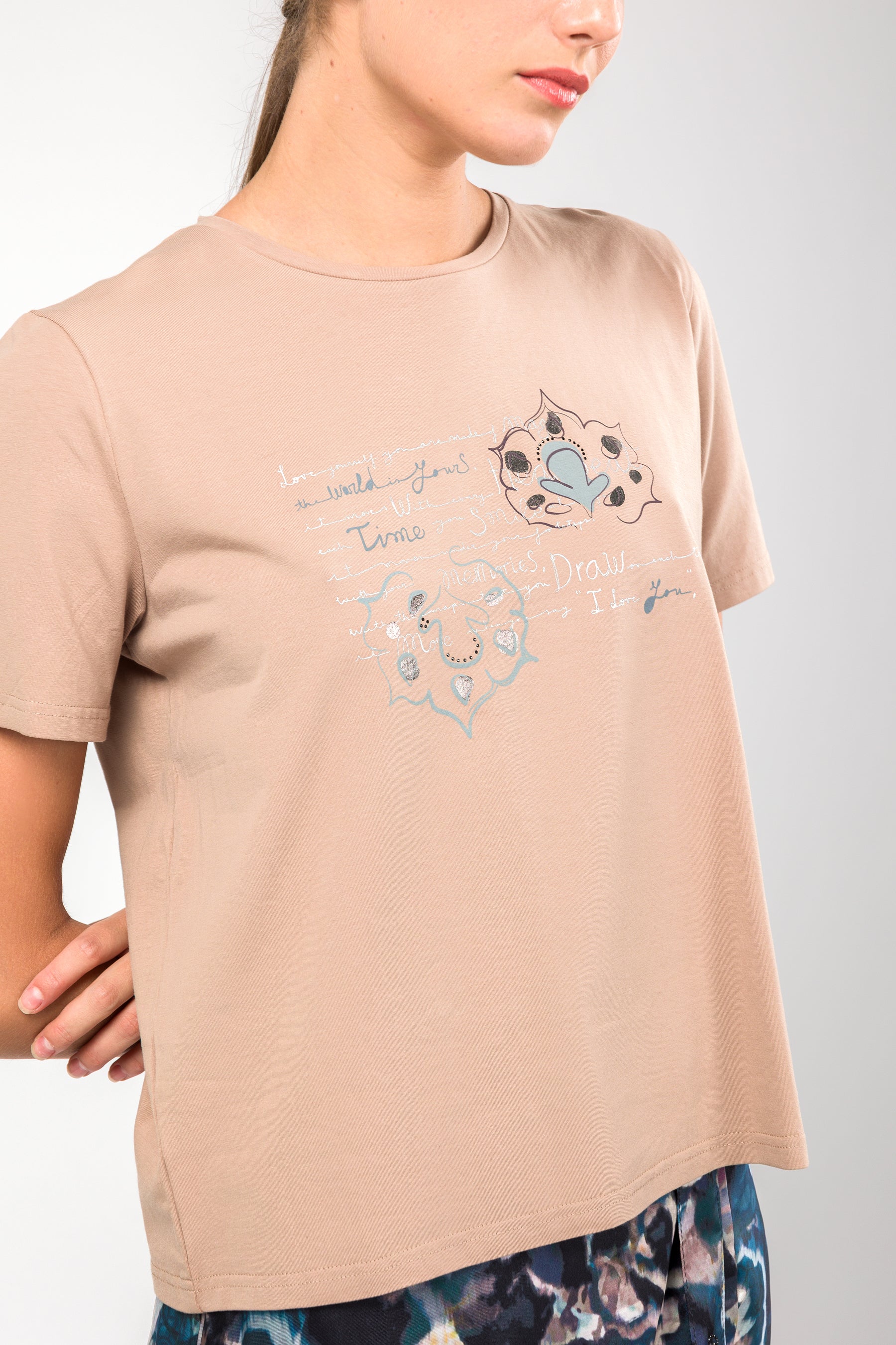Kurzarm-T-Shirt taupe