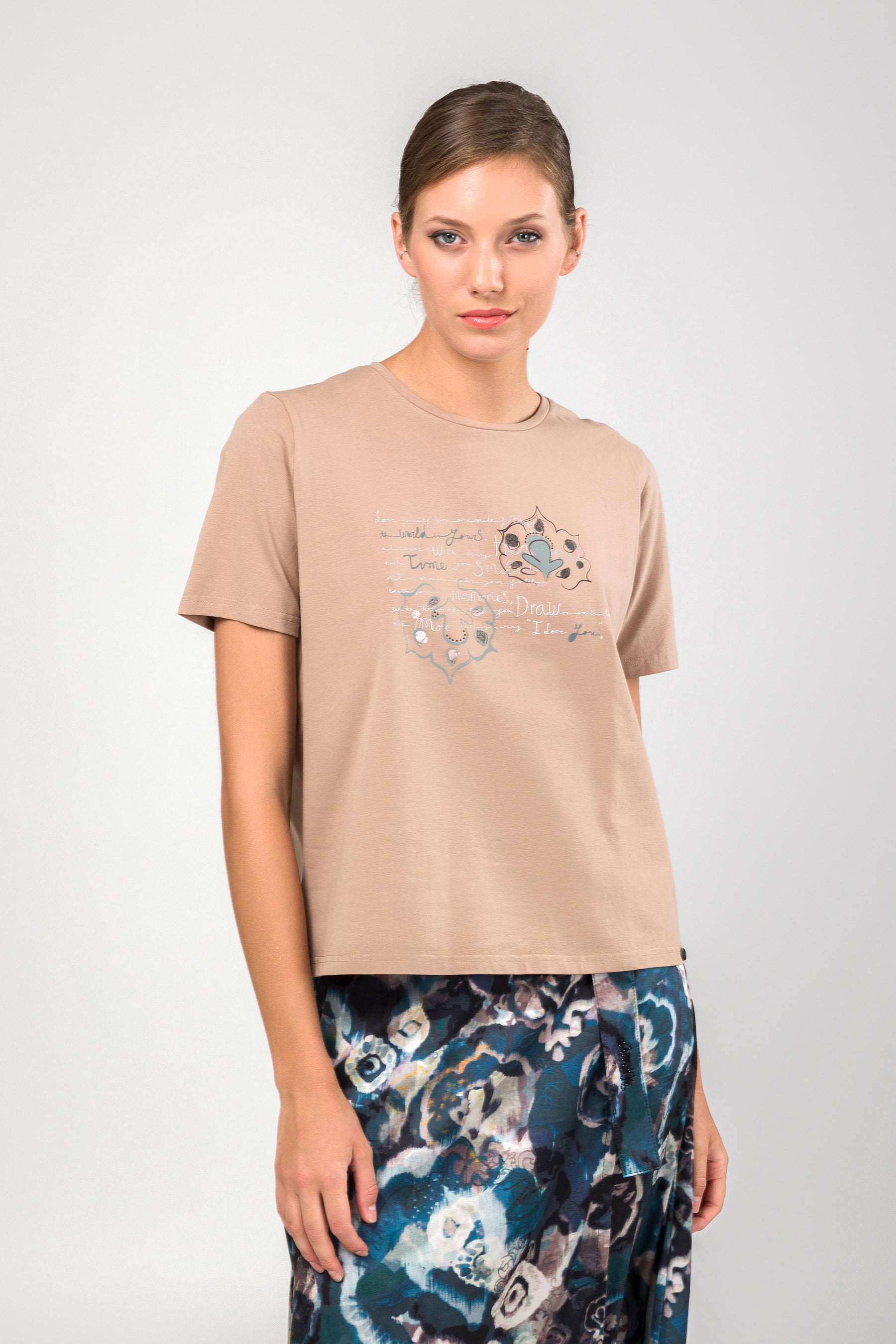 Kurzarm-T-Shirt taupe
