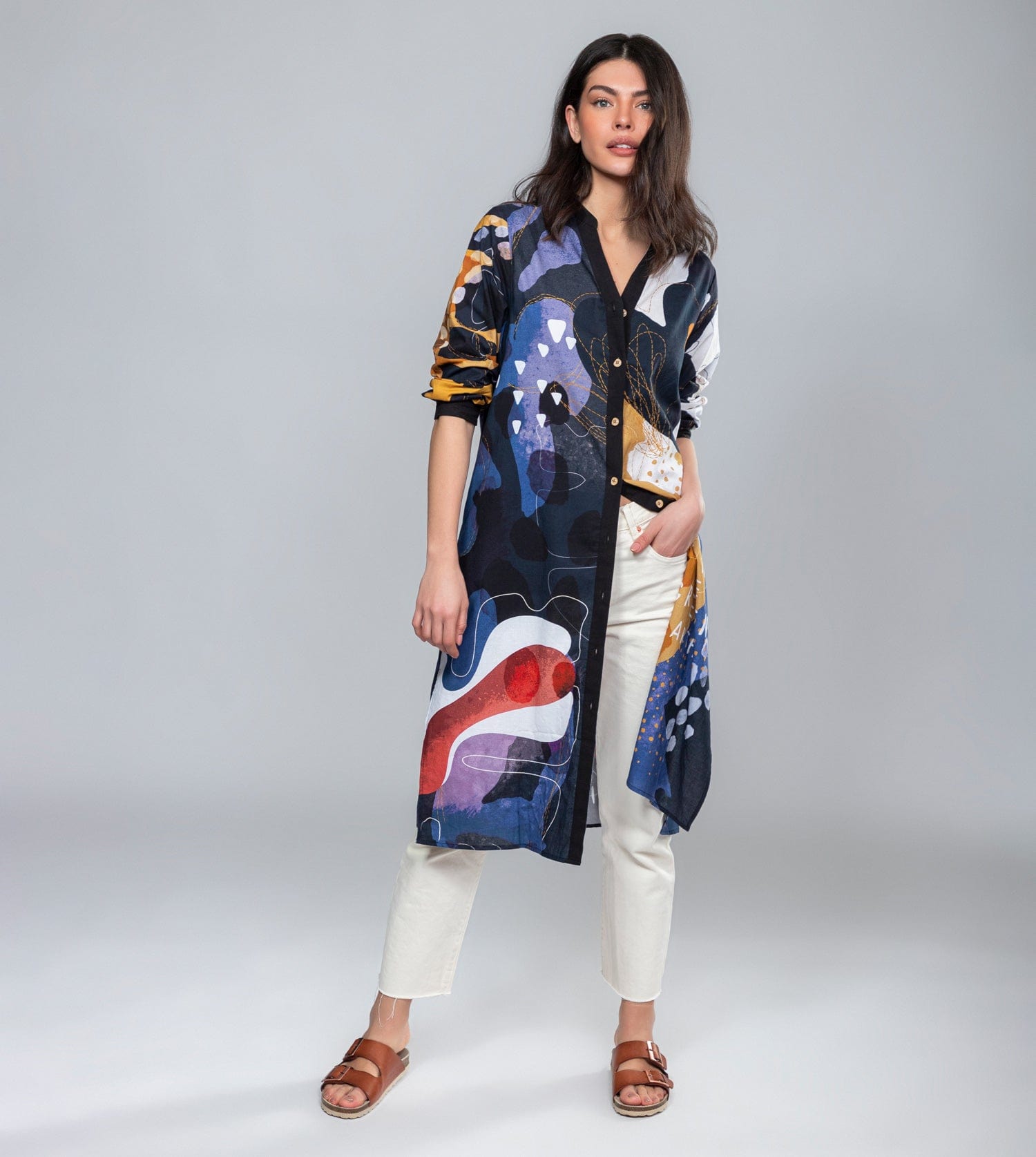 Vestido camisero estampado