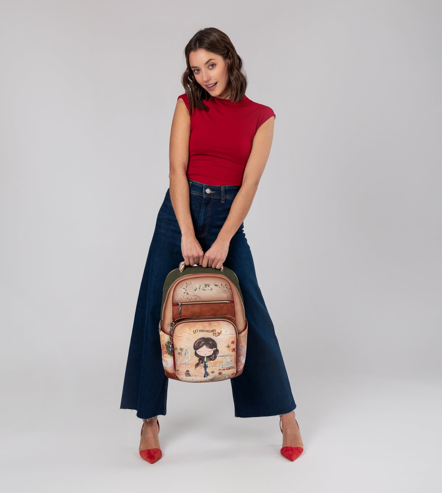 Peace & Love – Schulrucksack in Kamel