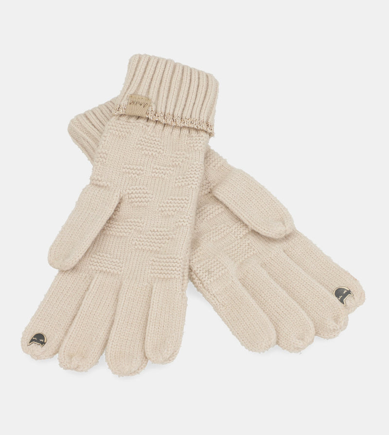 Beige gestrickte Handschuhe