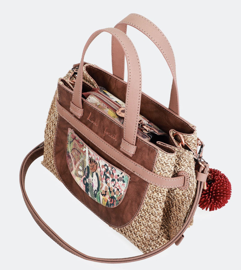 Bowlingtasche aus Bast mit Schleife