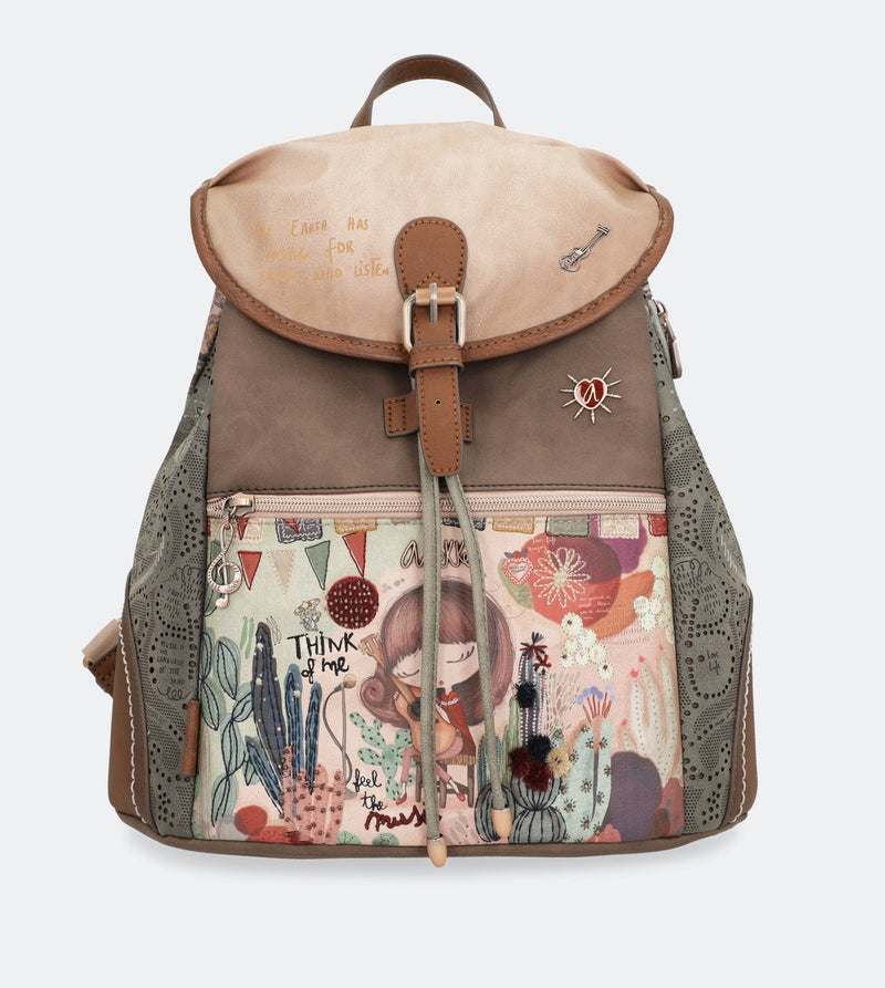 Ixchel Rucksack mit Überschlag und Frontreißverschluss