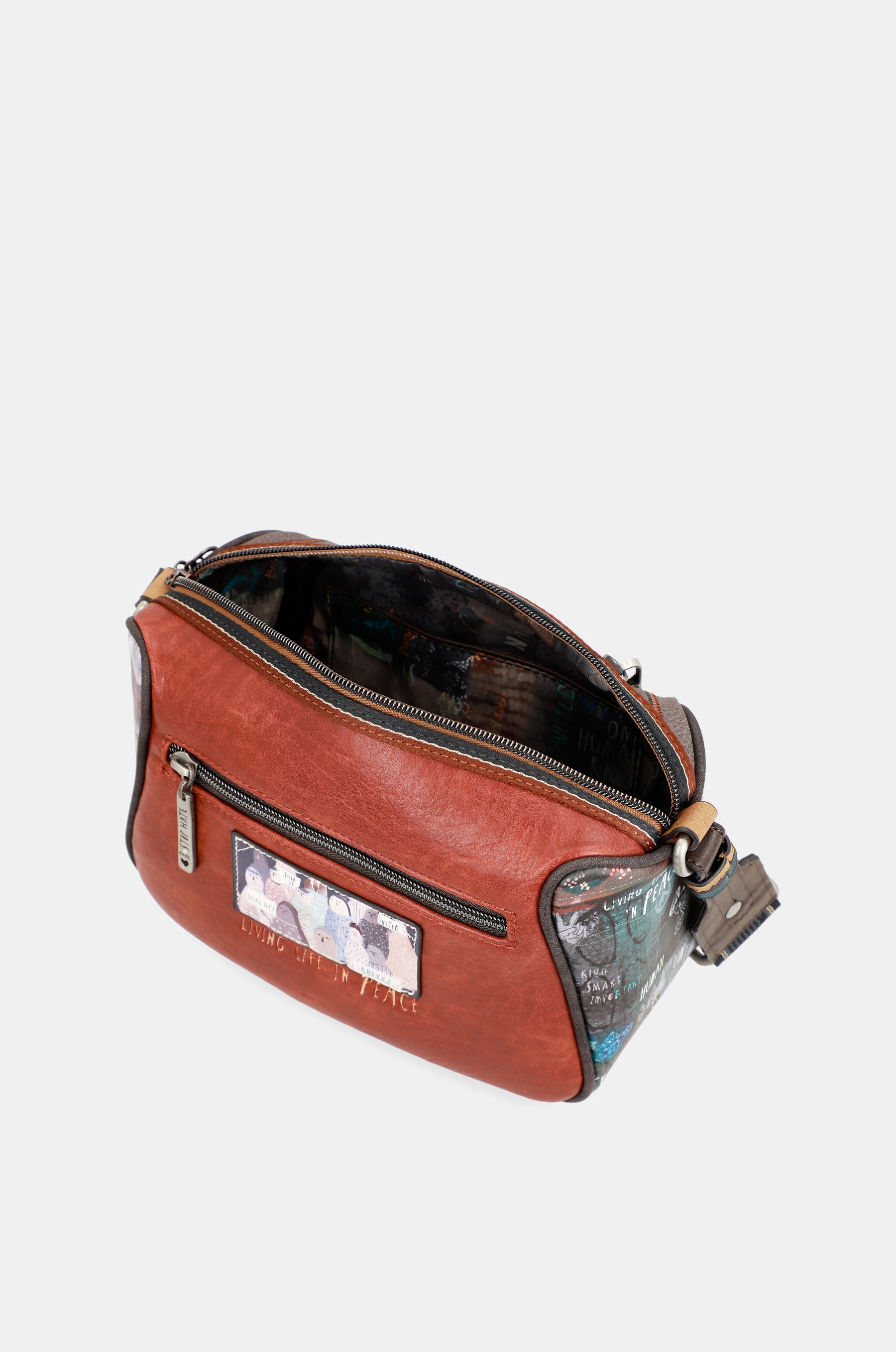 Schultertasche mit Respect “-Print