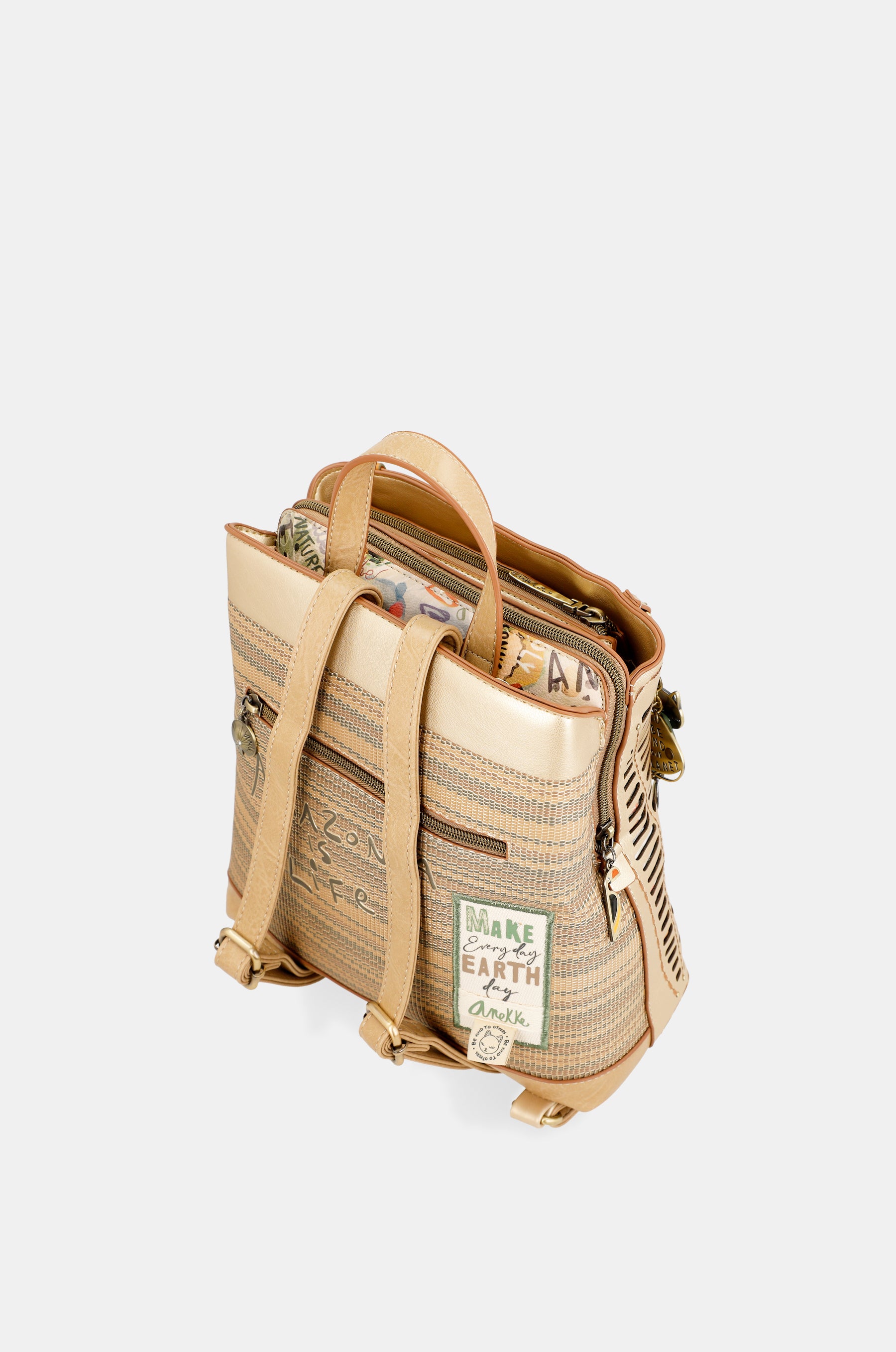 Nature Pachamama goldener Rucksack mit 3 Fächern