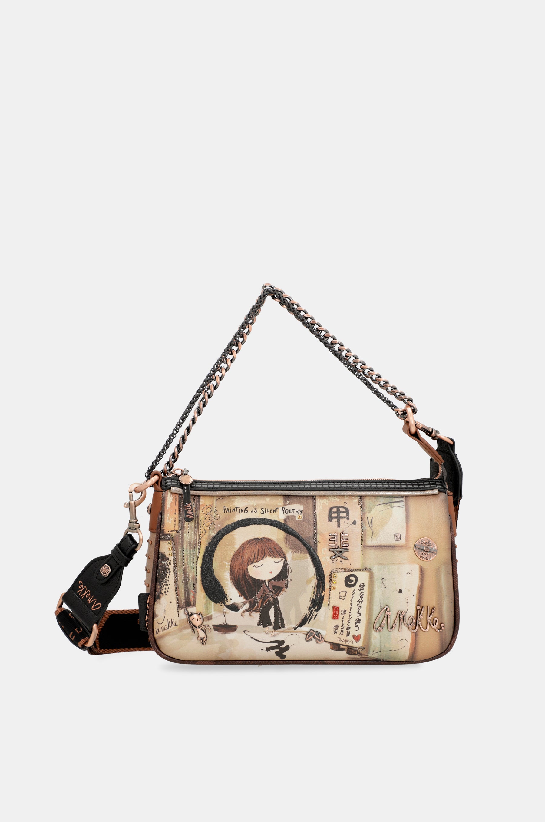 Bolso baguette con asa metal Shōen