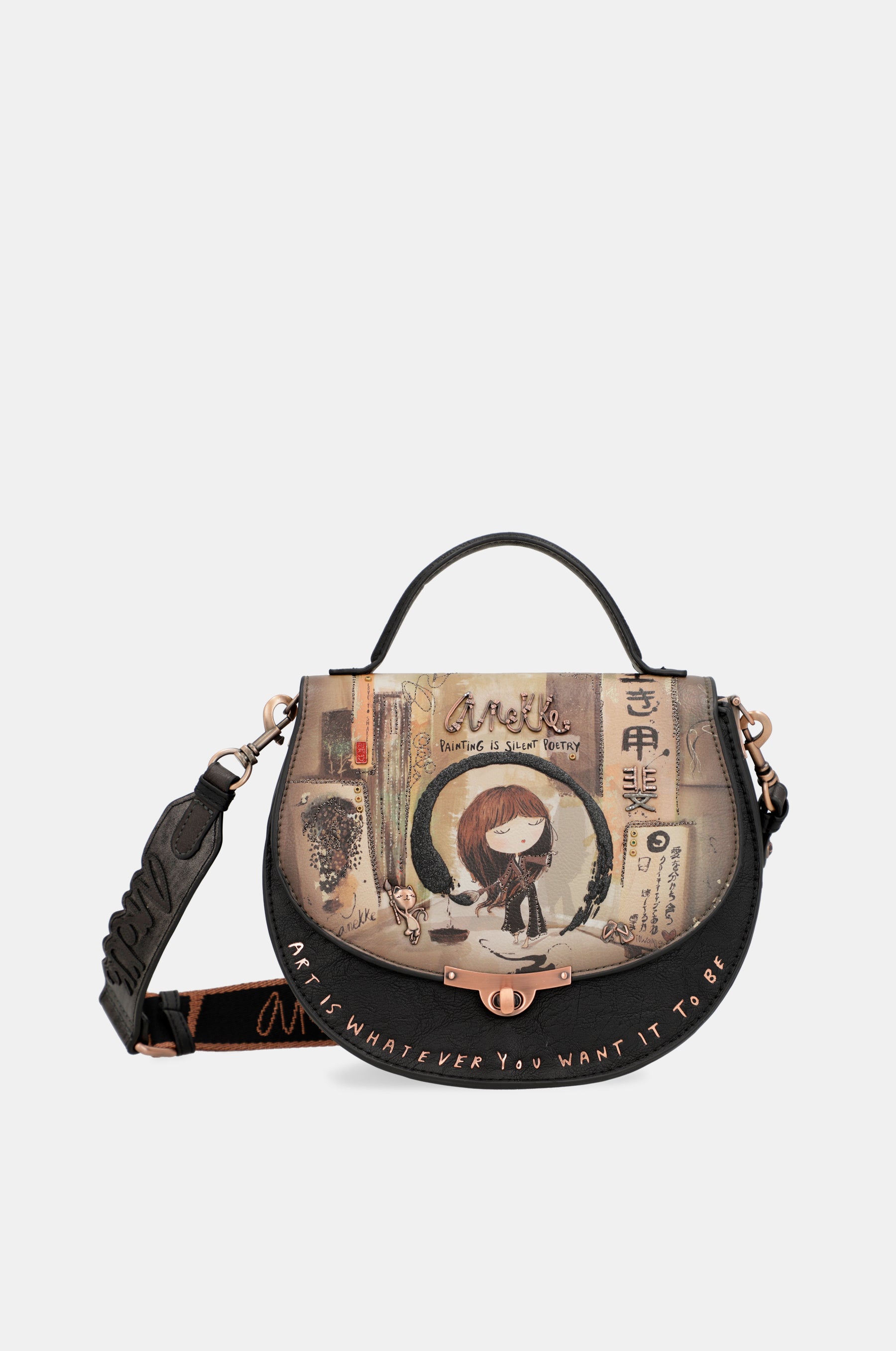 Ovale Shōen-Tasche mit Klappe