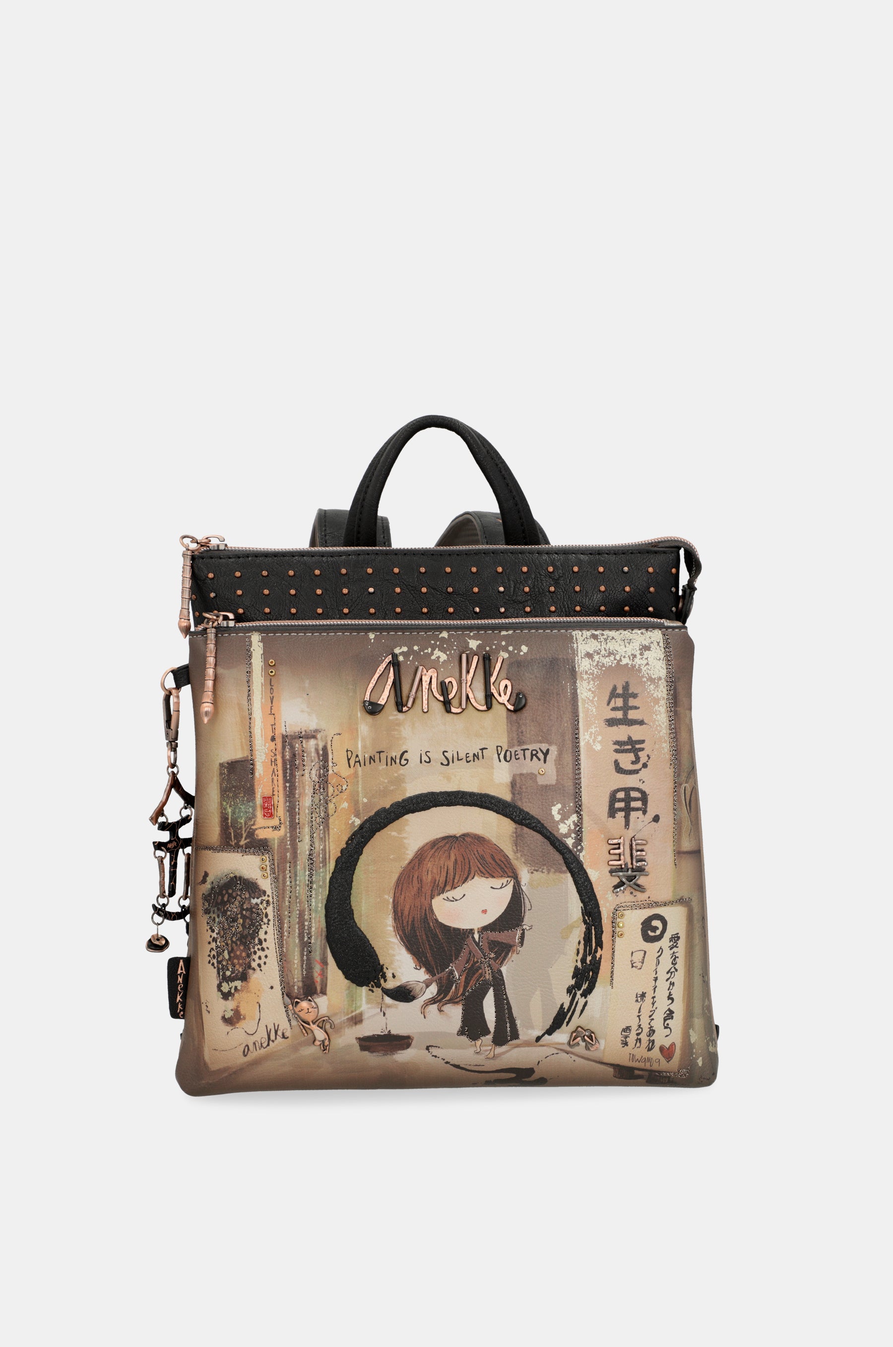 Mittelgroßer schwarzer Shōen-Rucksack