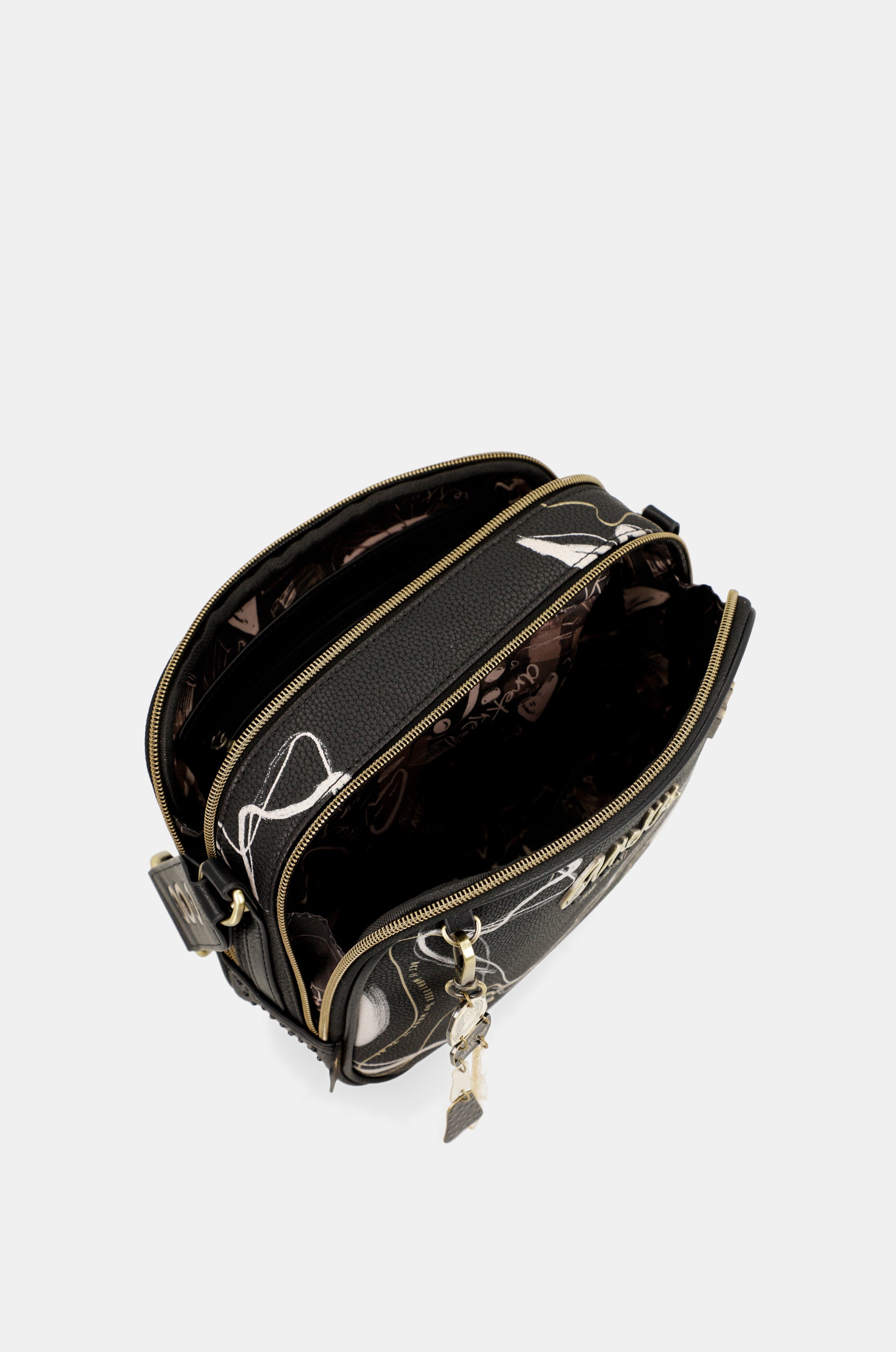 Nature Shodō schwarze Umhängetasche mit 2 Fächern