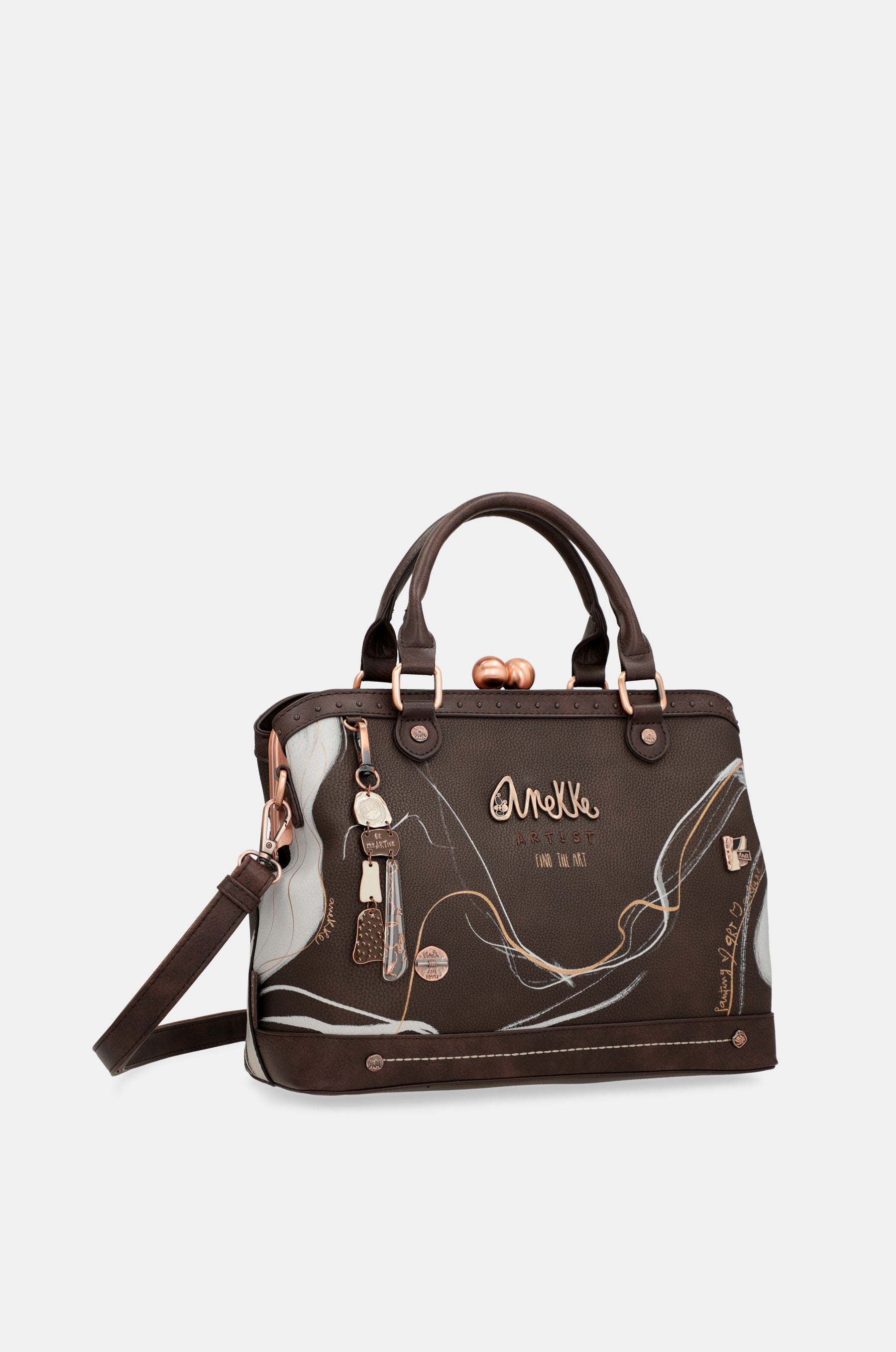 Nature Shodō Braune Mundstück-Handtasche