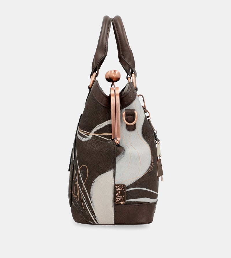 Nature Shodō Braune Mundstück-Handtasche