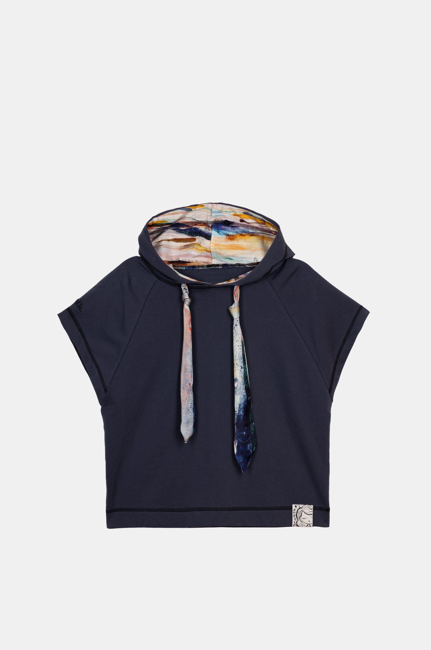 Marineblaues, ärmelloses Studio-Sweatshirt
