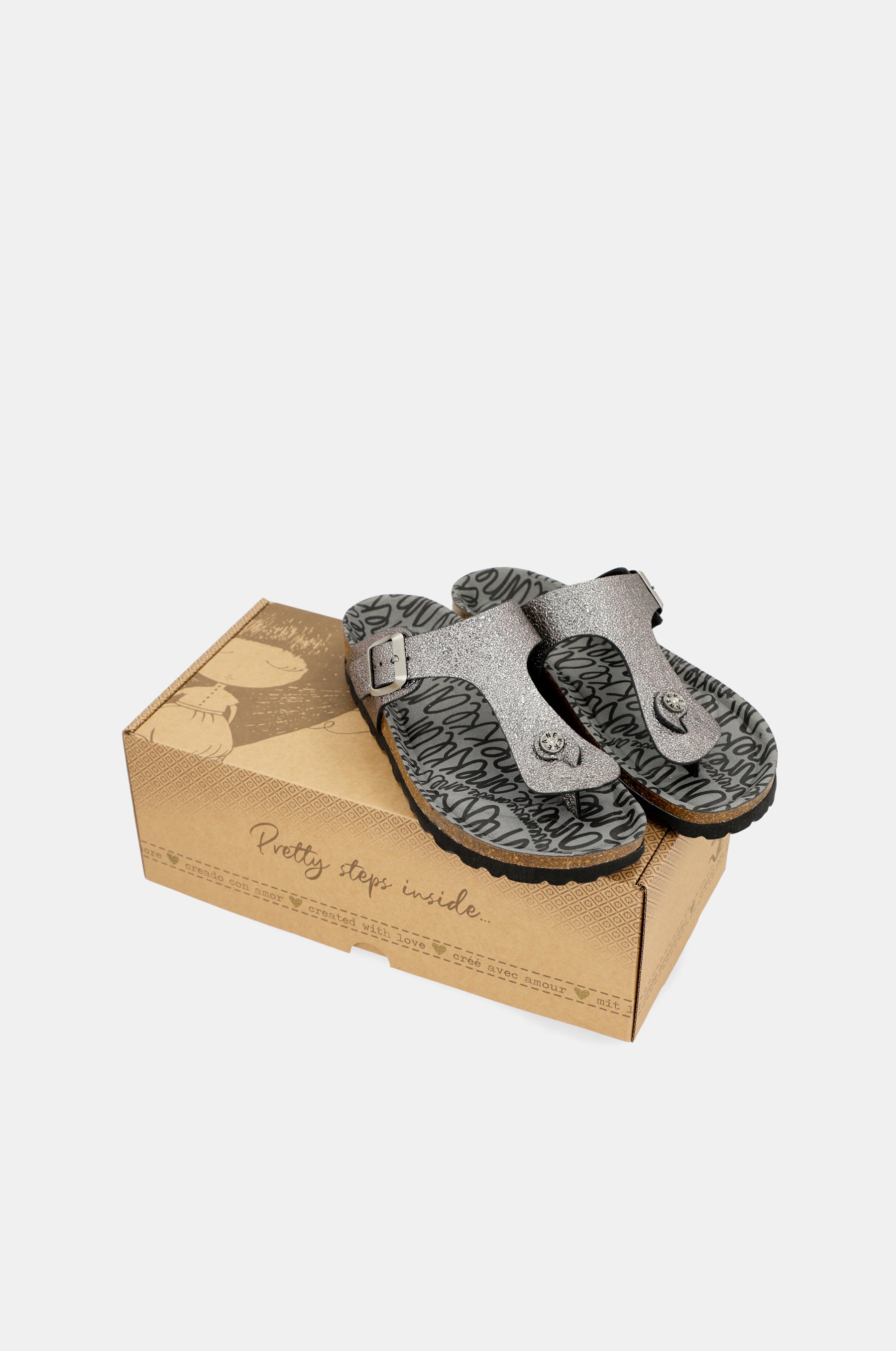 Silberne Bio-Sandalen für Damen