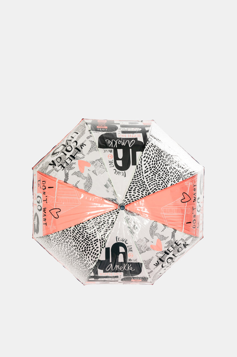 Nature Sixties langer Vinyl-Regenschirm