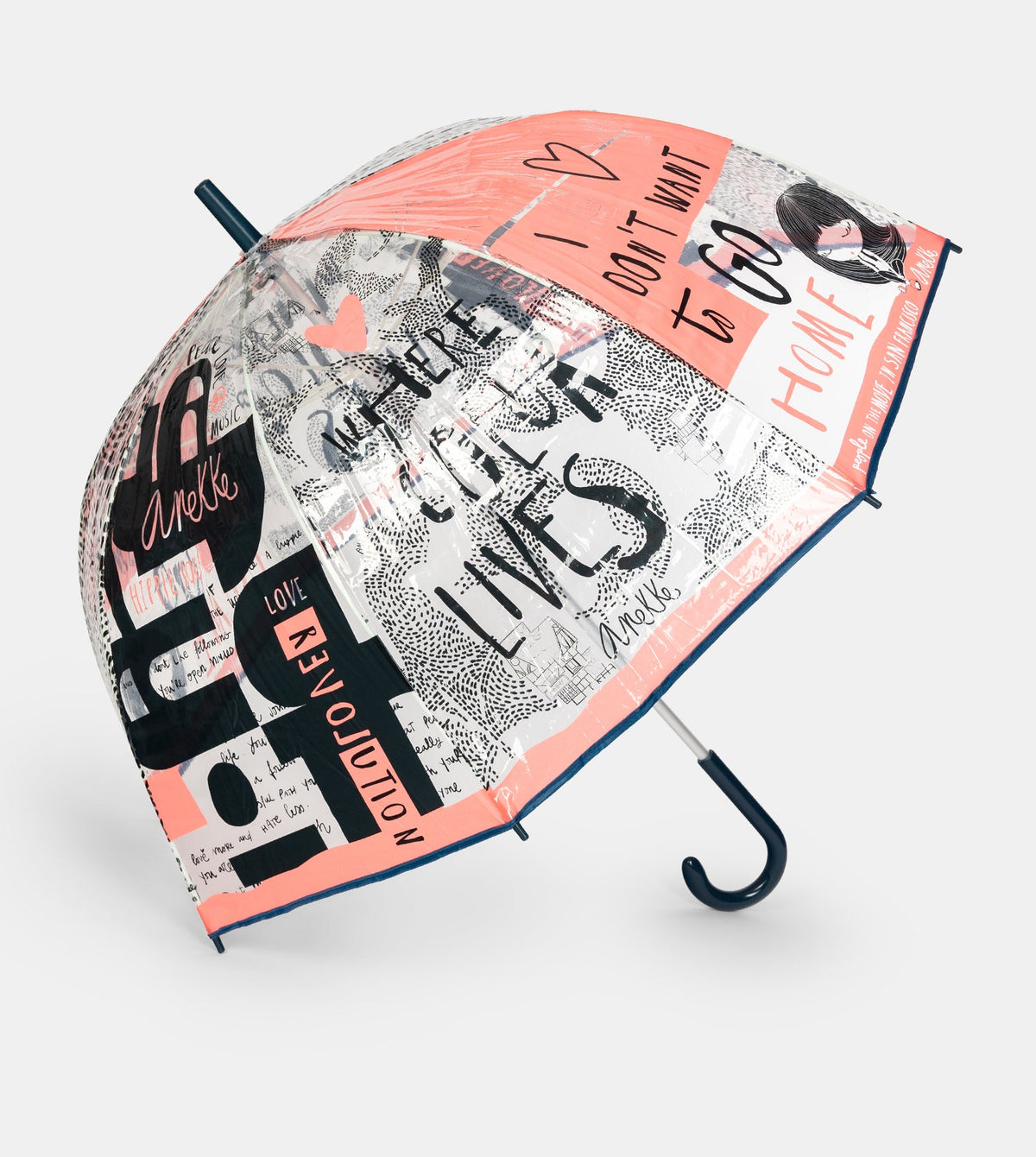 Nature Sixties langer Vinyl-Regenschirm