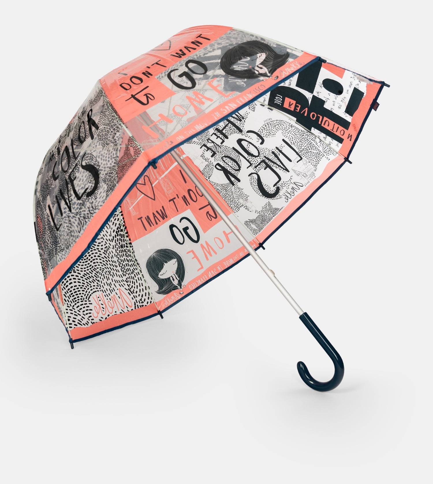 Nature Sixties langer Vinyl-Regenschirm