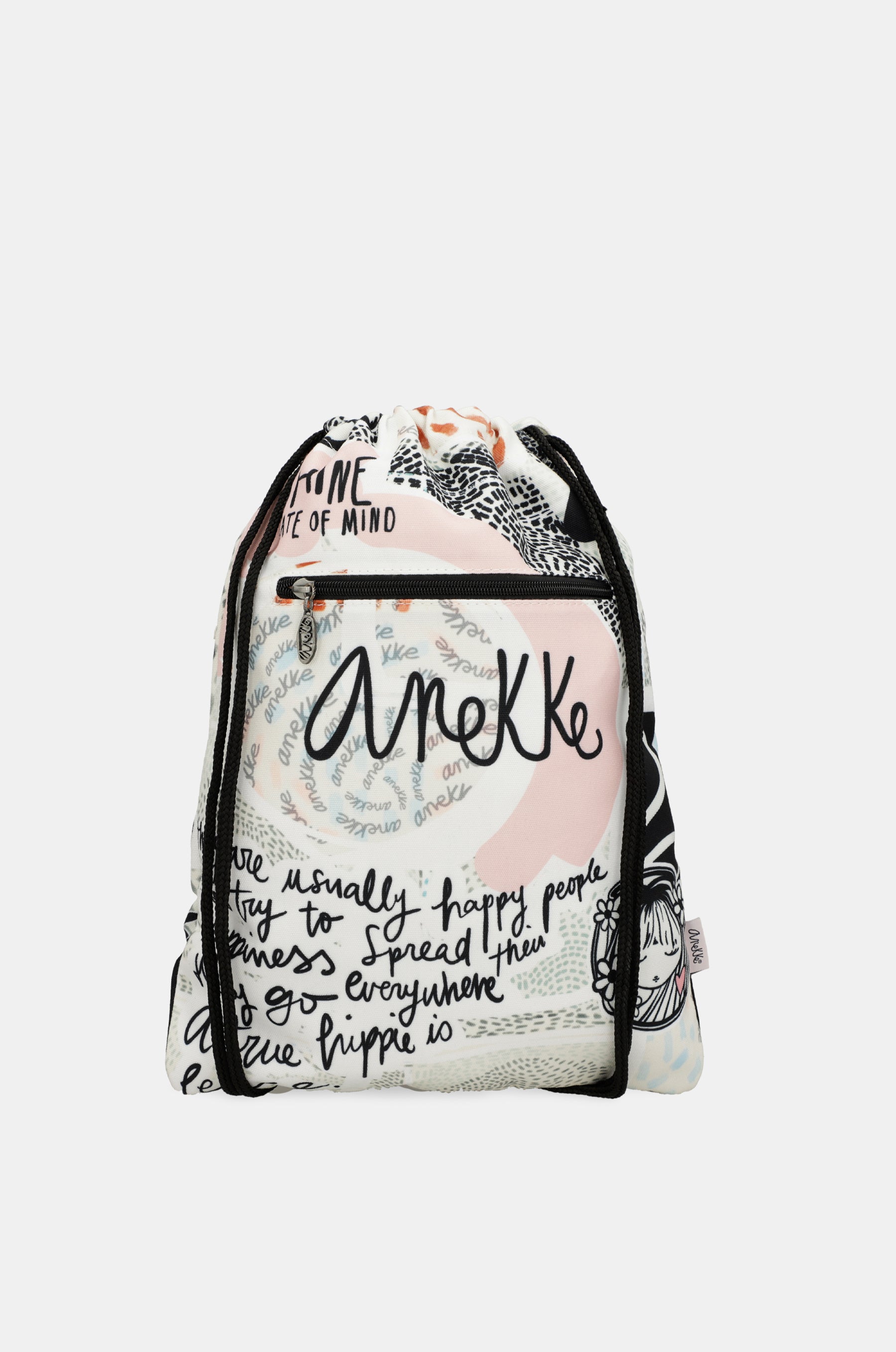 Rucksack aus Stoff im Sixties-Stil mit Kordelzug