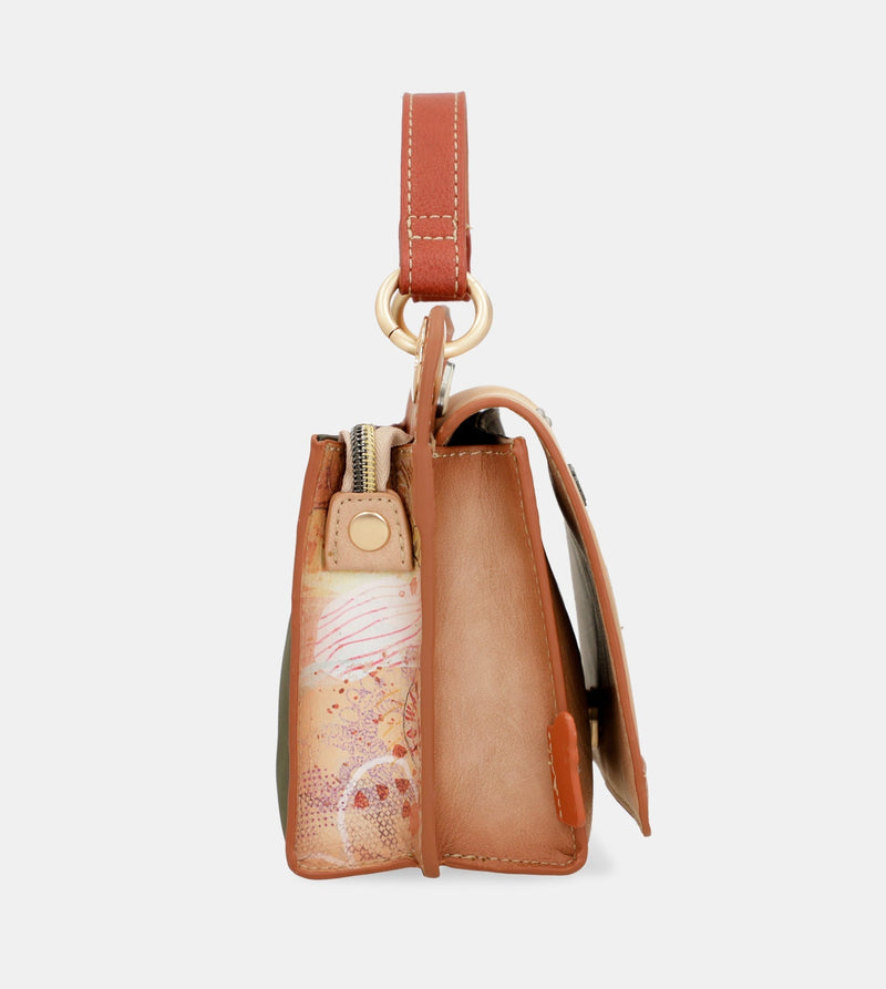 Peace & Love – Kamelfarbene Mini-Tasche