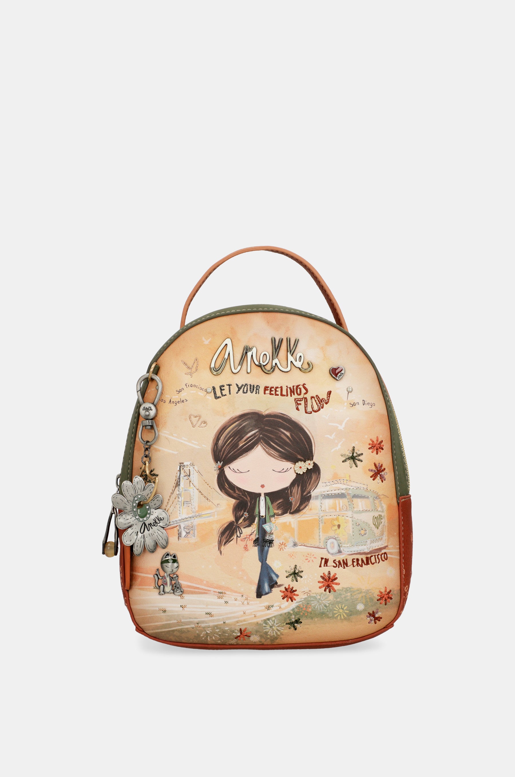 Peace & Love – Kleiner Rucksack in Kamelbraun