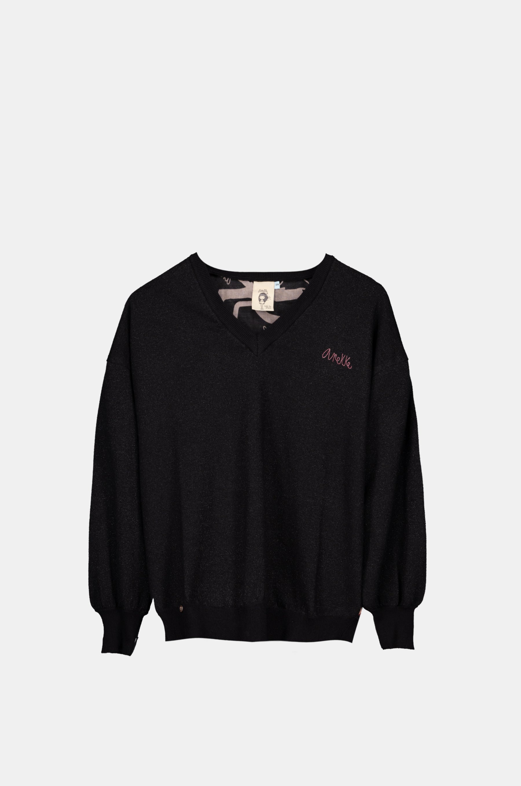 Schwarzer Pullover mit bedruckter Rückseite