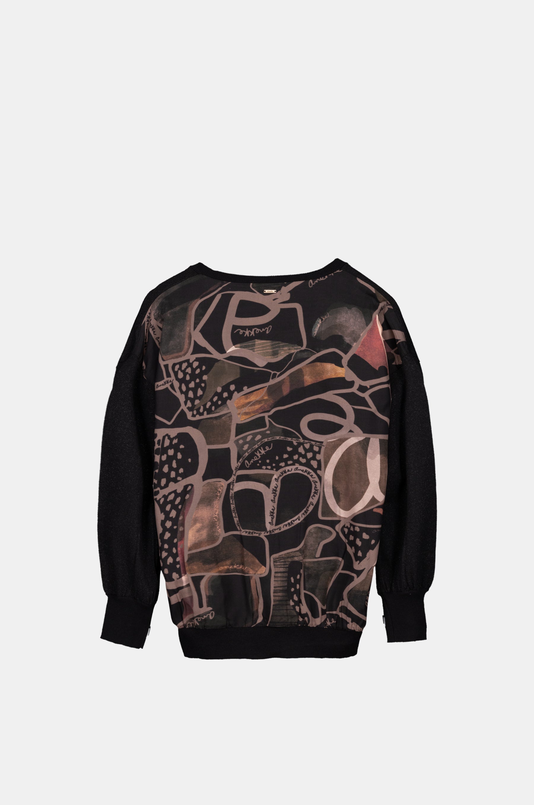 Schwarzer Pullover mit bedruckter Rückseite