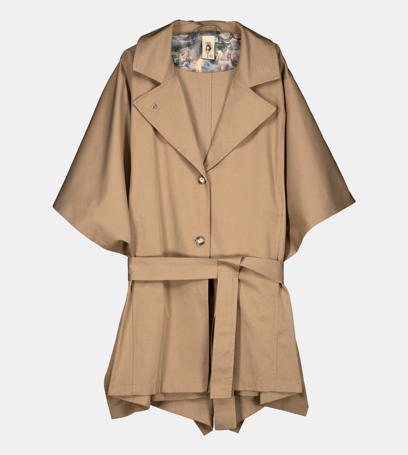 Beiger Trenchcoat im Cape-Stil