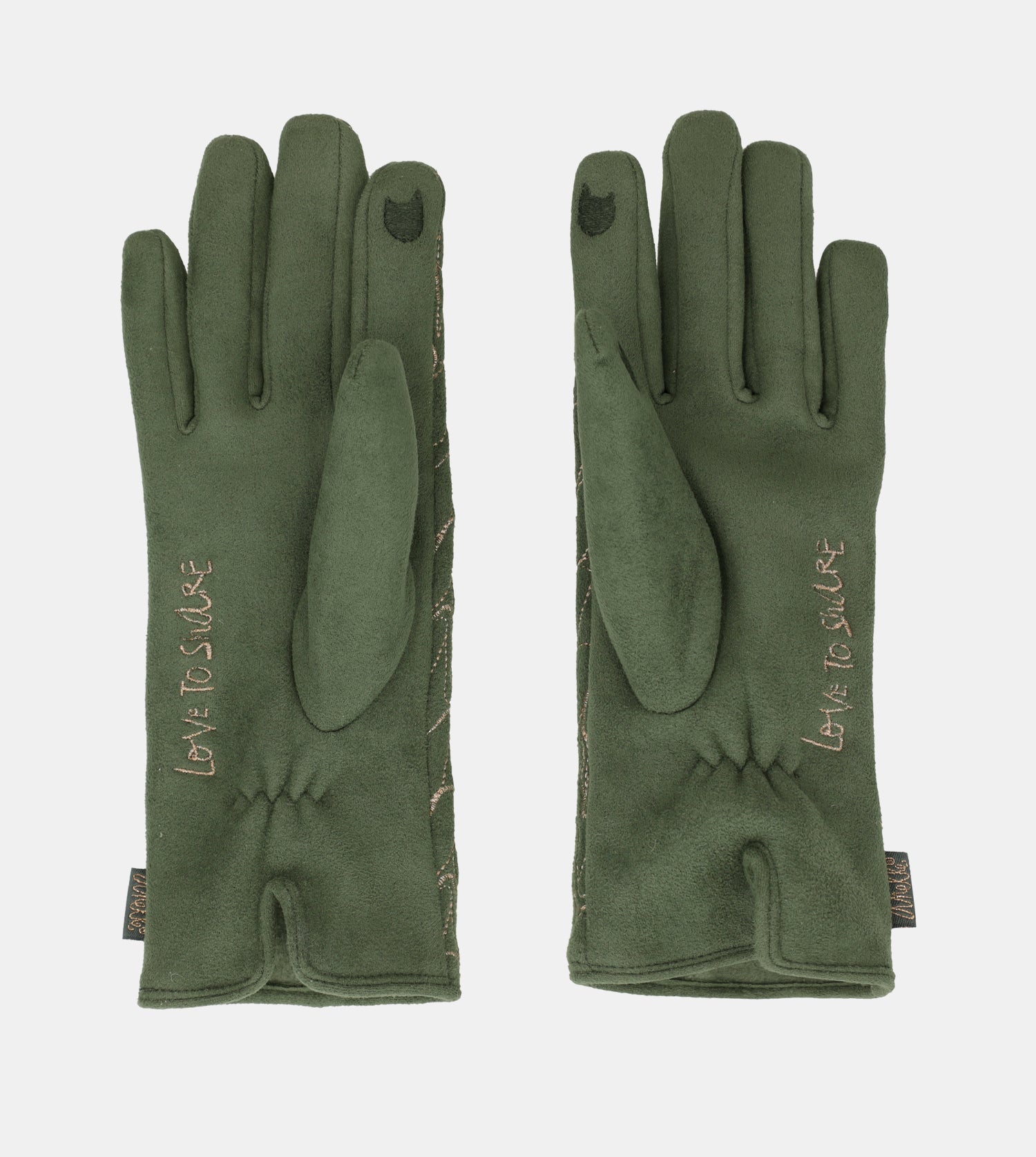 Grne Handschuhe mit Anekke-Logo