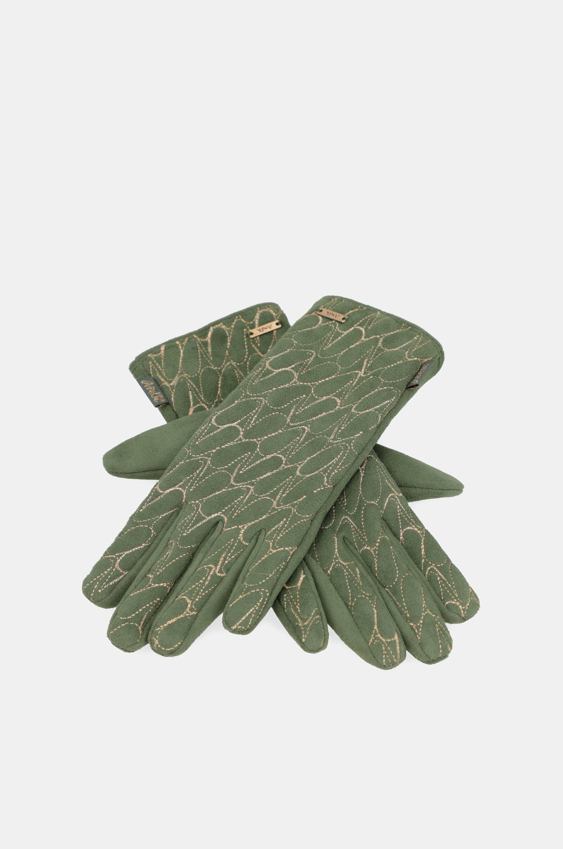 Grüne Handschuhe mit Anekke-Logo