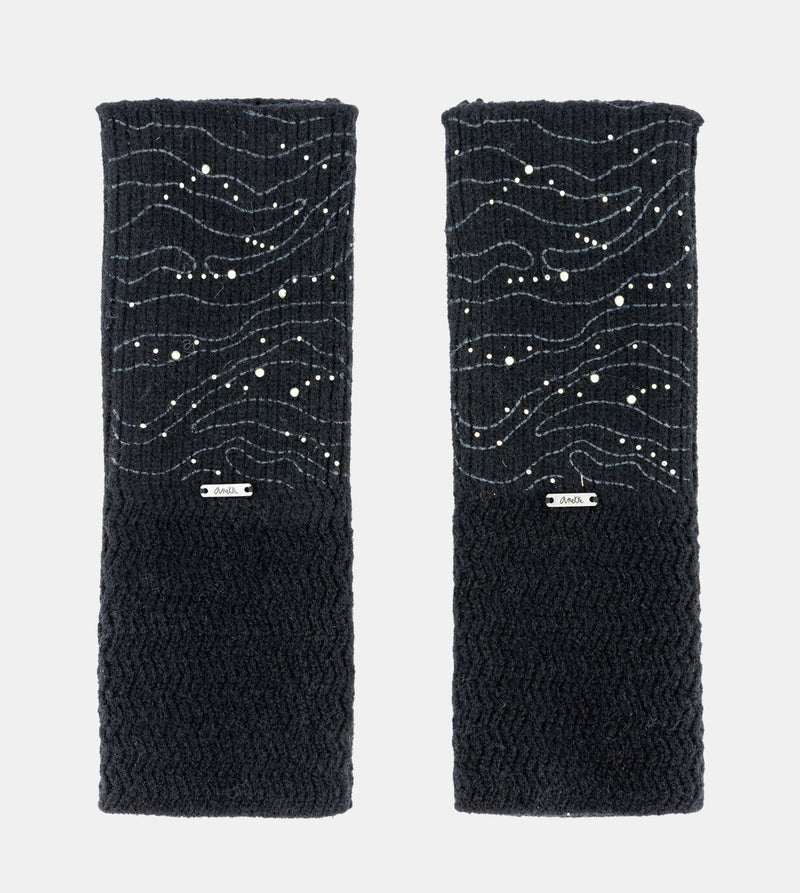 Schwarze Strickhandschuhe