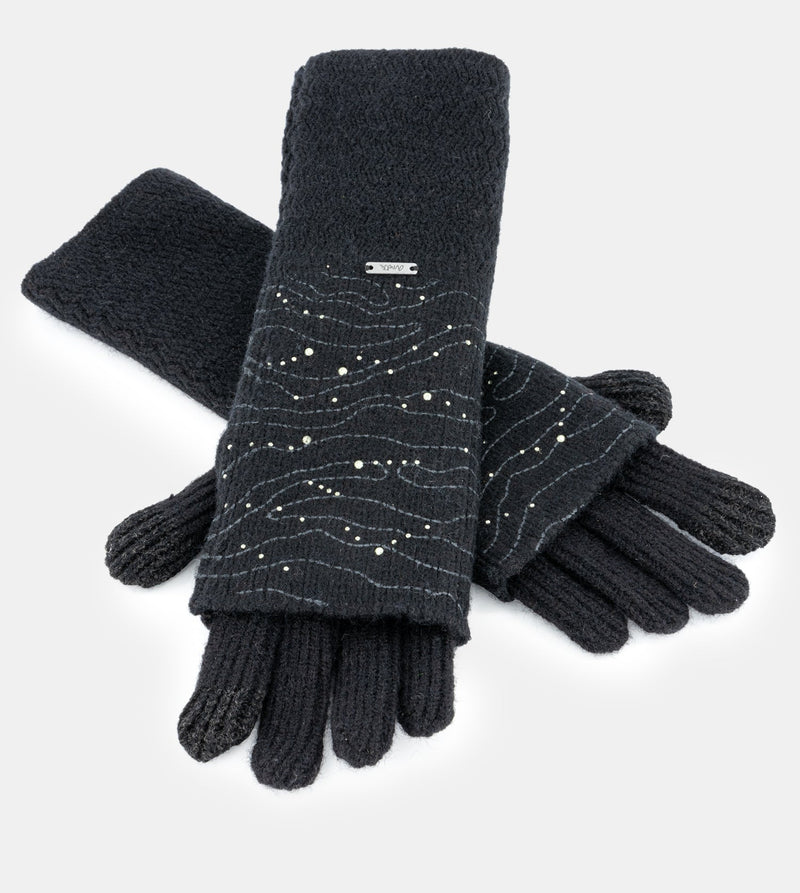 Schwarze Strickhandschuhe