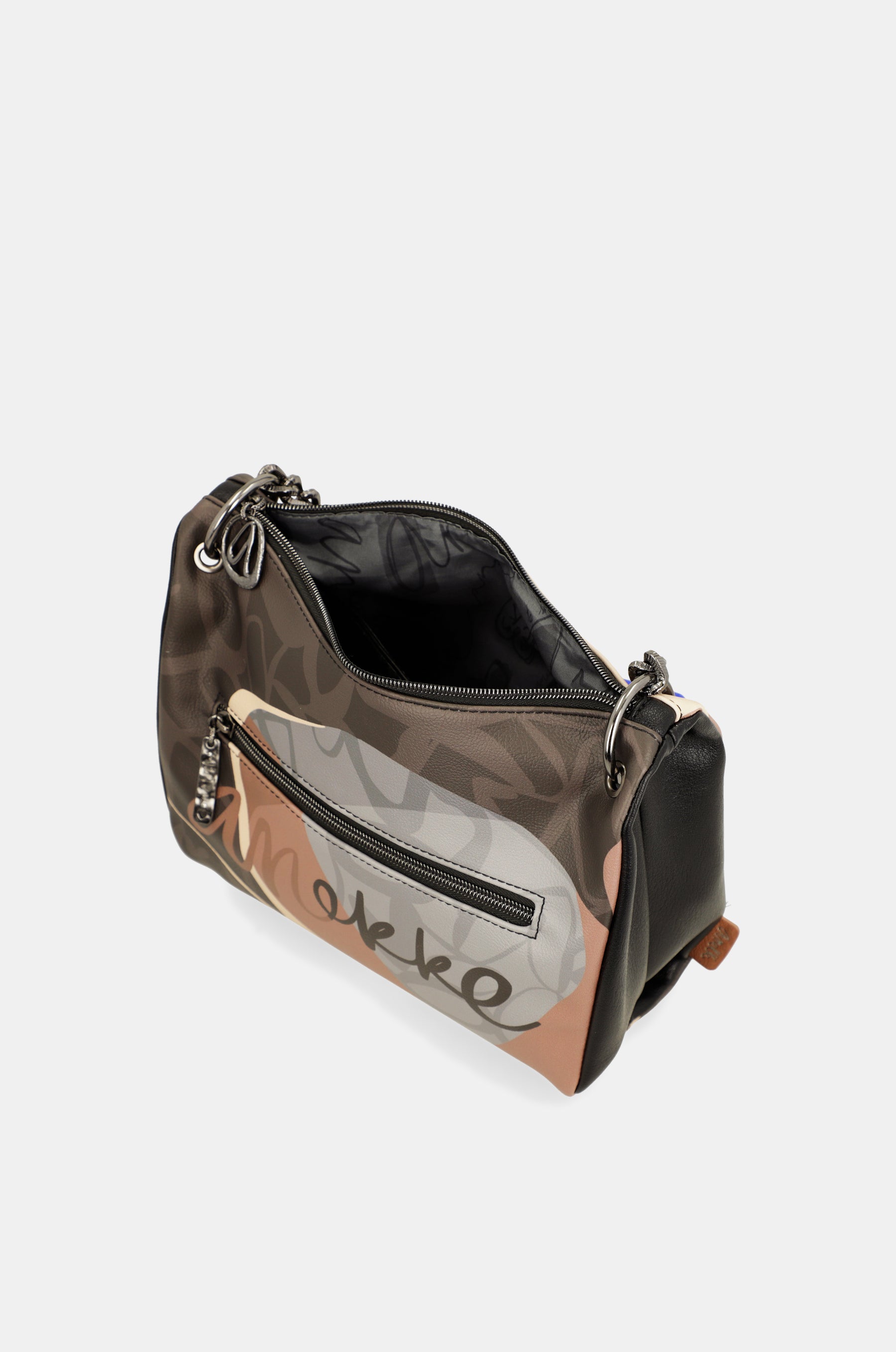 Umhängetasche mit Heartbeat und Metallgriff