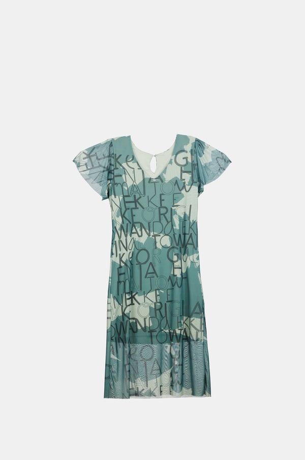 Grünes Kurzarmkleid