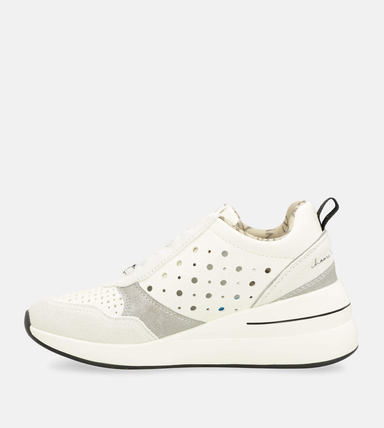 Weiße Keil-Sneakers mit Punkten