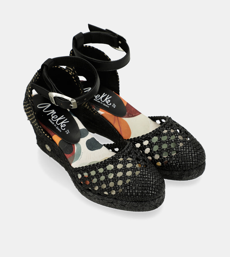 Schwarze Keilsandalen Alma