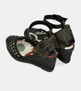 Schwarze Keilsandalen Alma