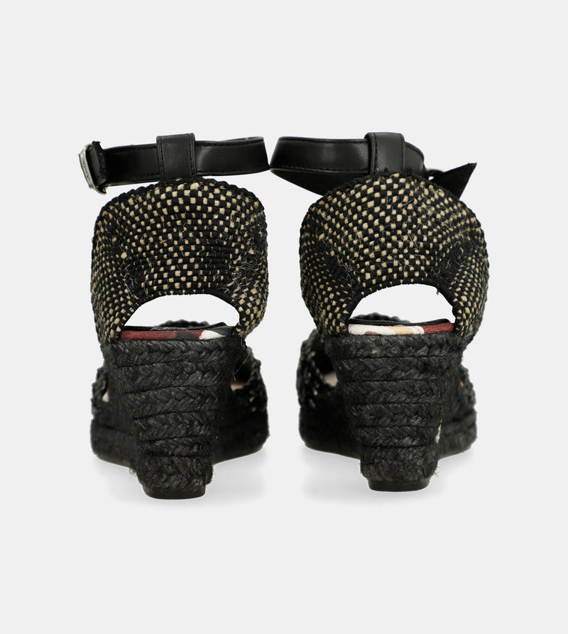 Schwarze Keilsandalen Alma