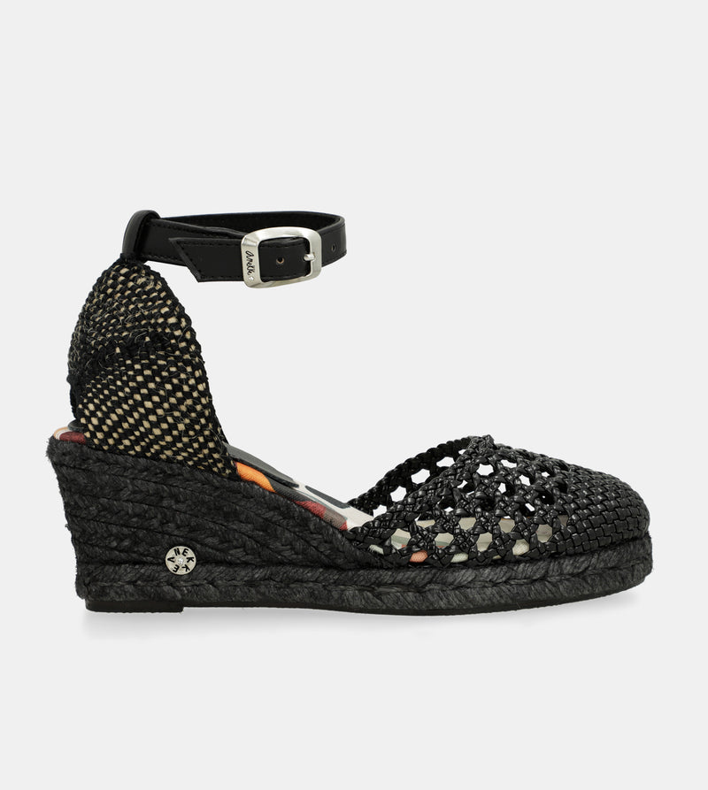 Schwarze Keilsandalen Alma