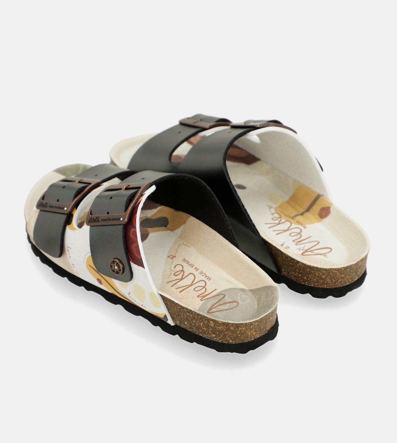 Schwarze mehrfarbige Bio-Sandalen