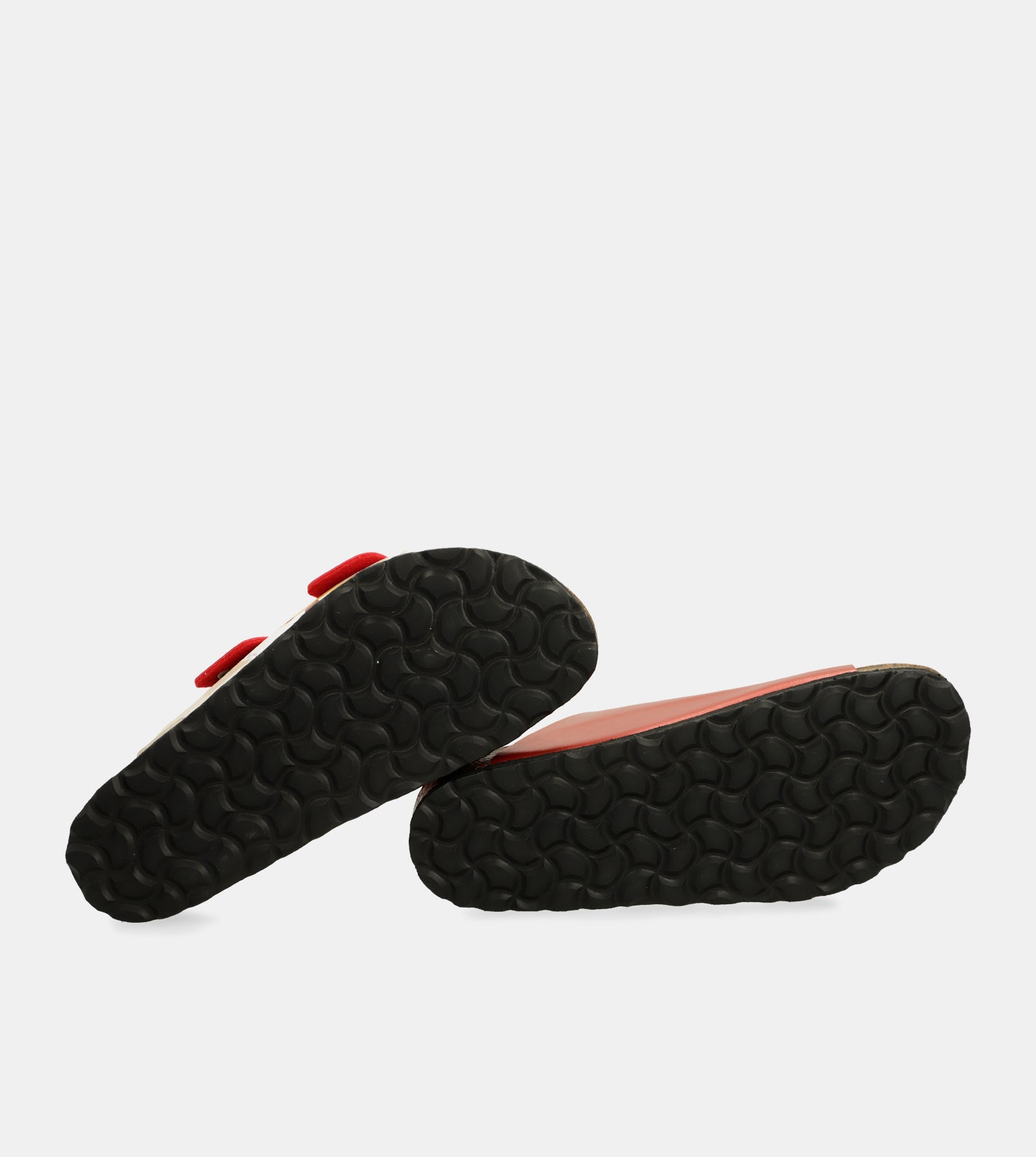 Rote mehrfarbige Bio-Sandalen