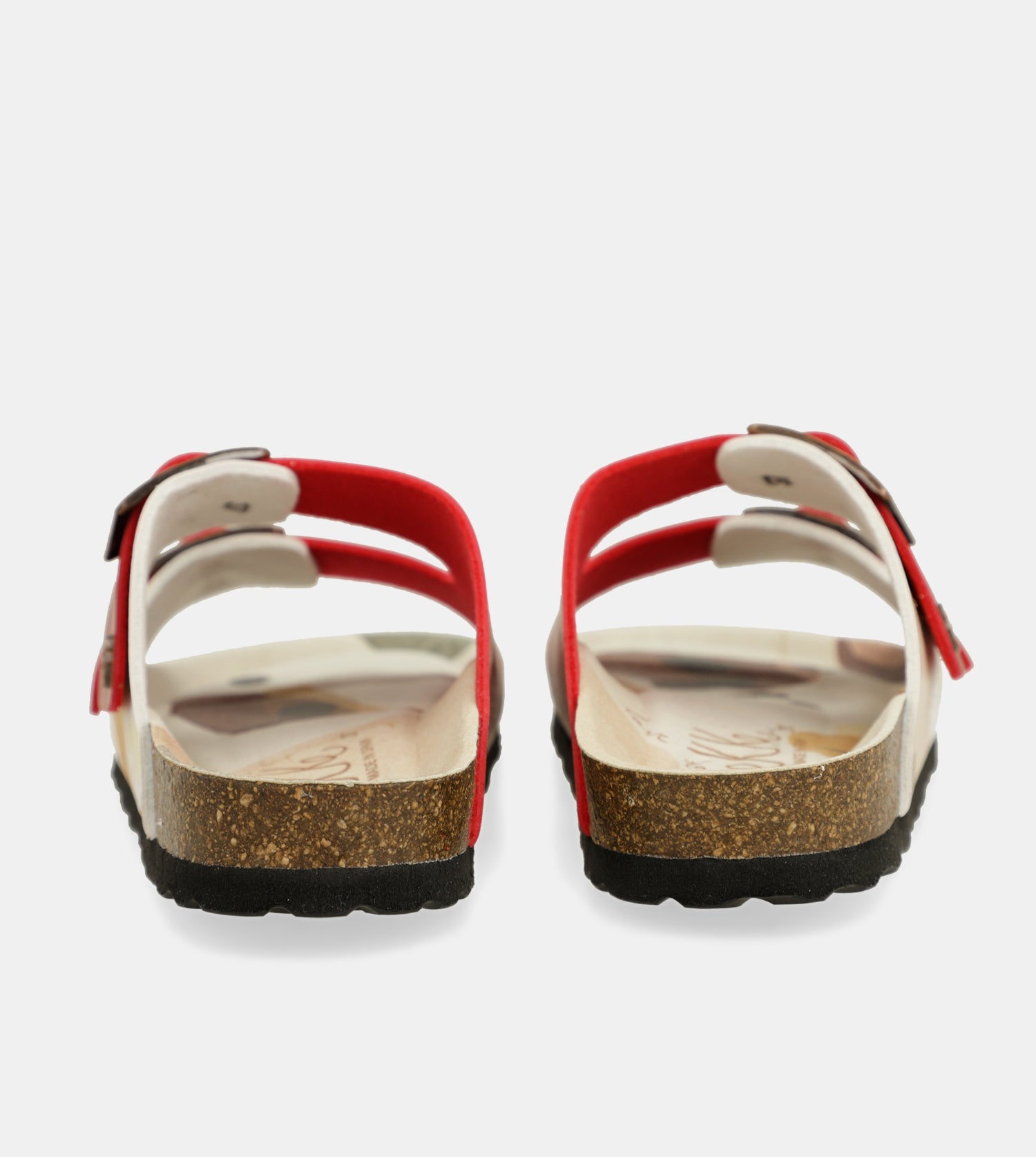 Rote mehrfarbige Bio-Sandalen