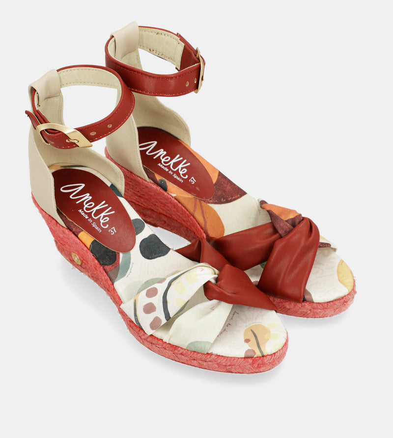 Rote Keilsandalen aus Jute Alma