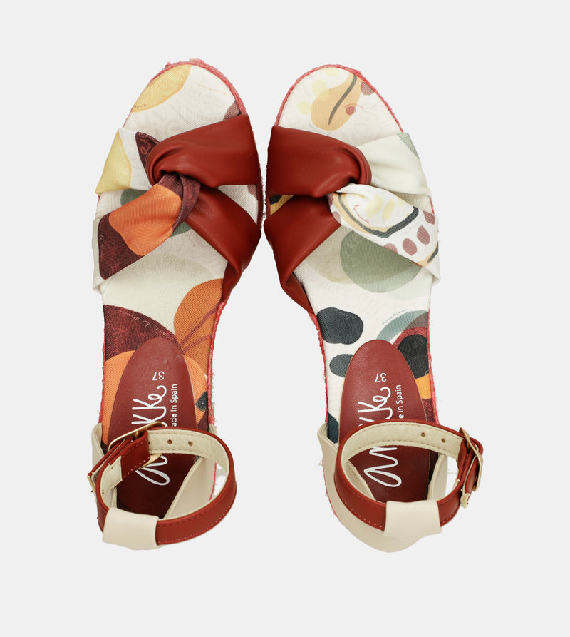 Rote Keilsandalen aus Jute Alma