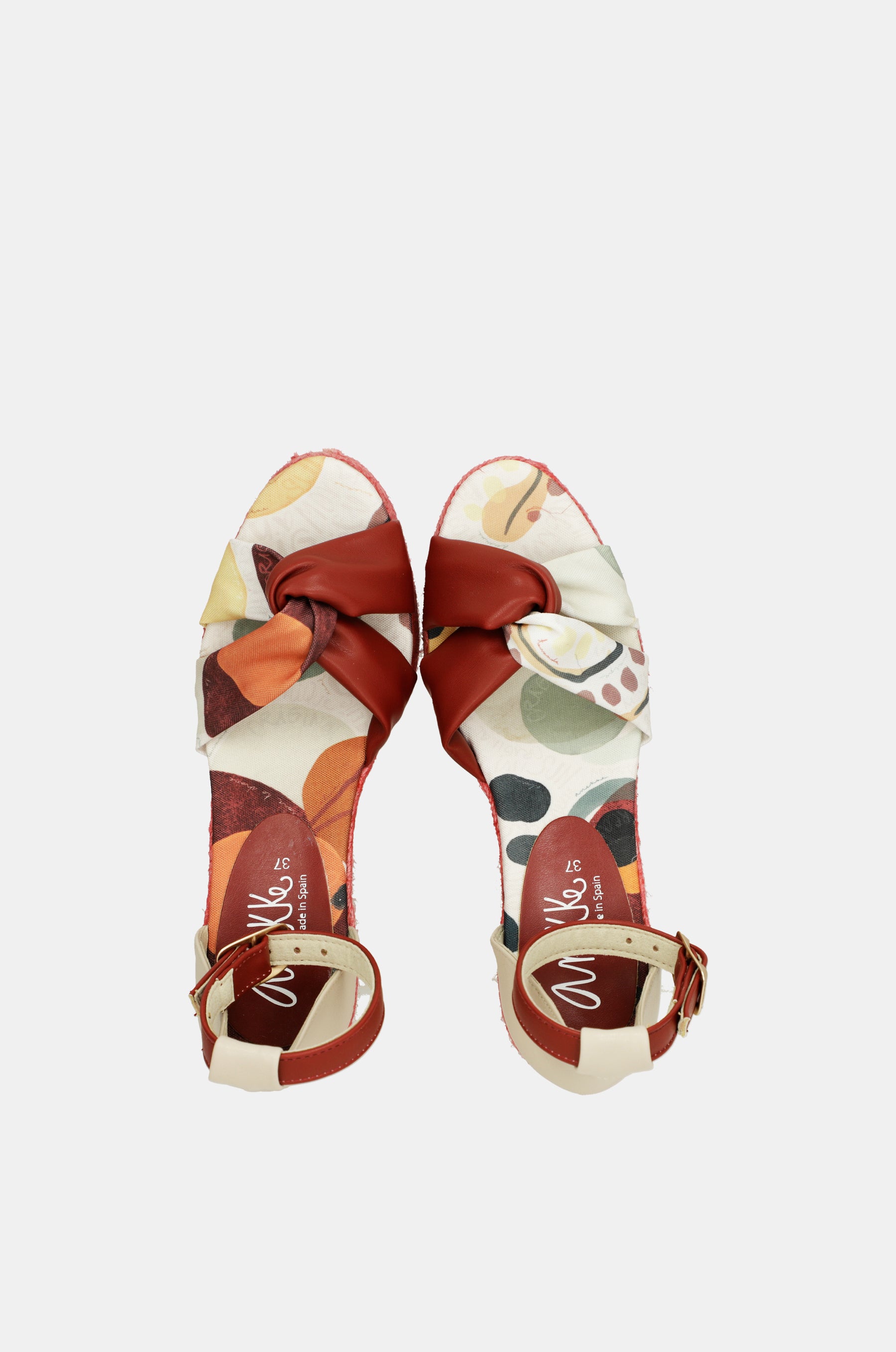 Rote Keilsandalen aus Jute Alma