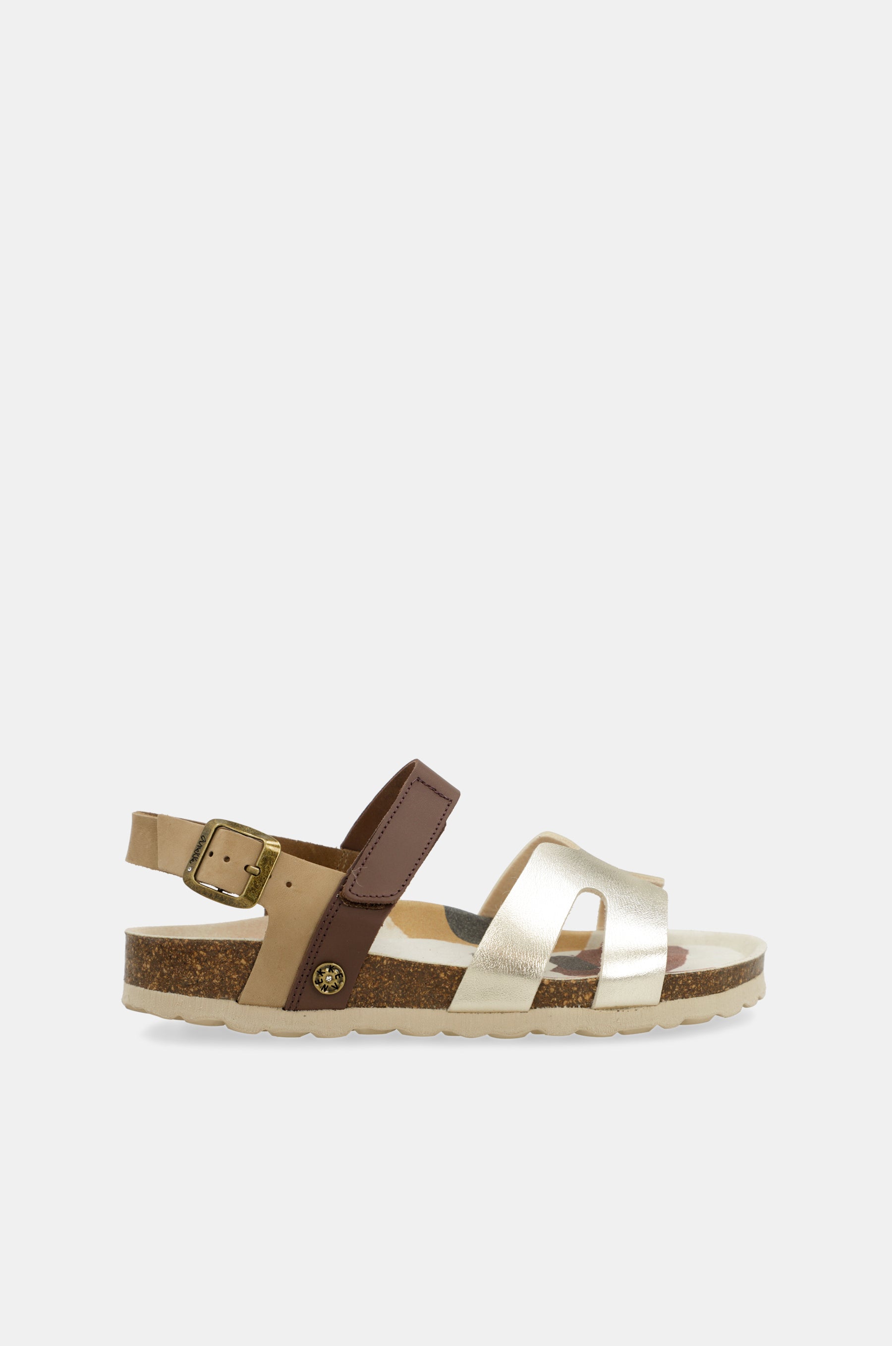 Goldene und braune Sandalen