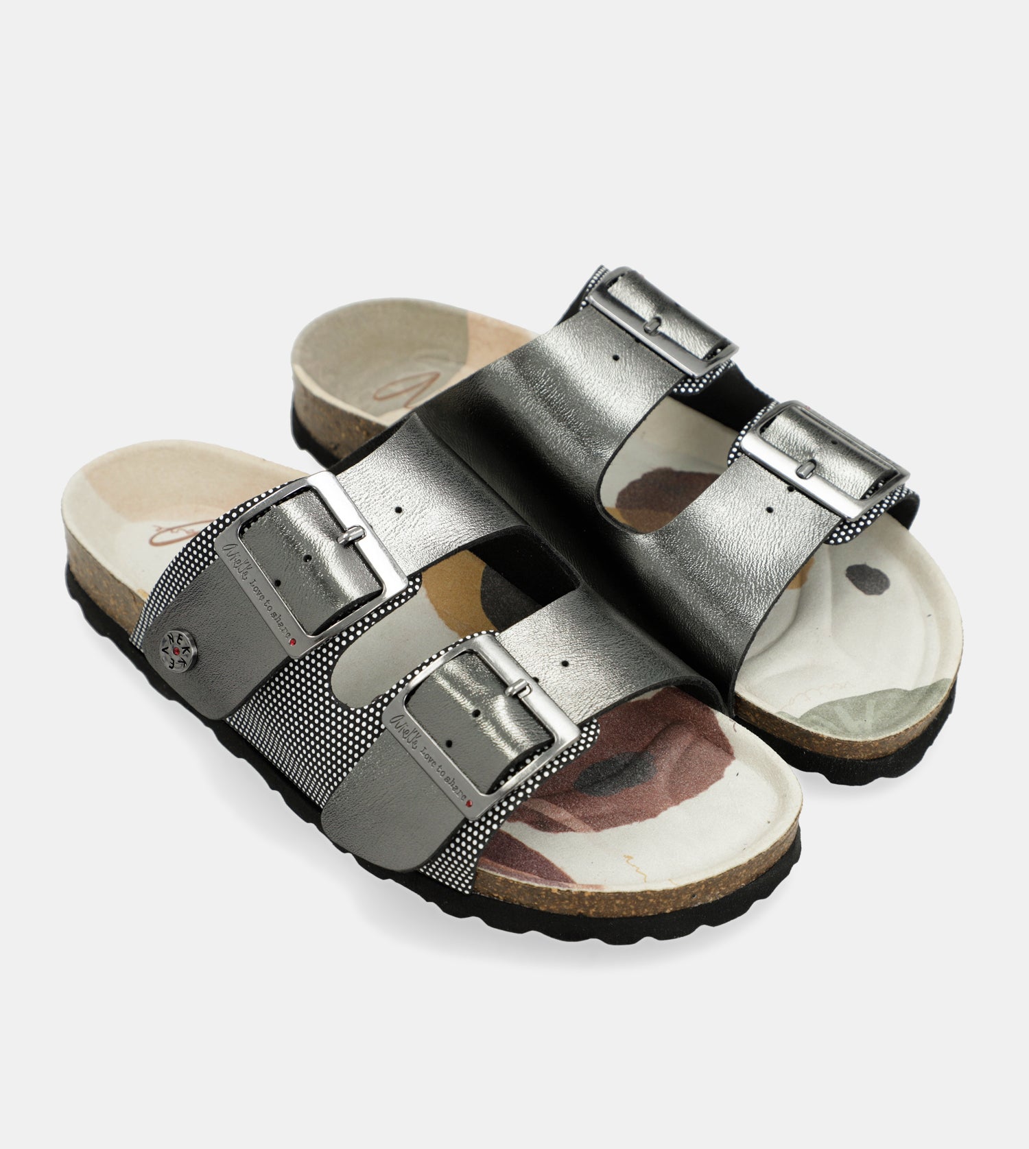 Schwarze Bio-Sandalen mit Punkten