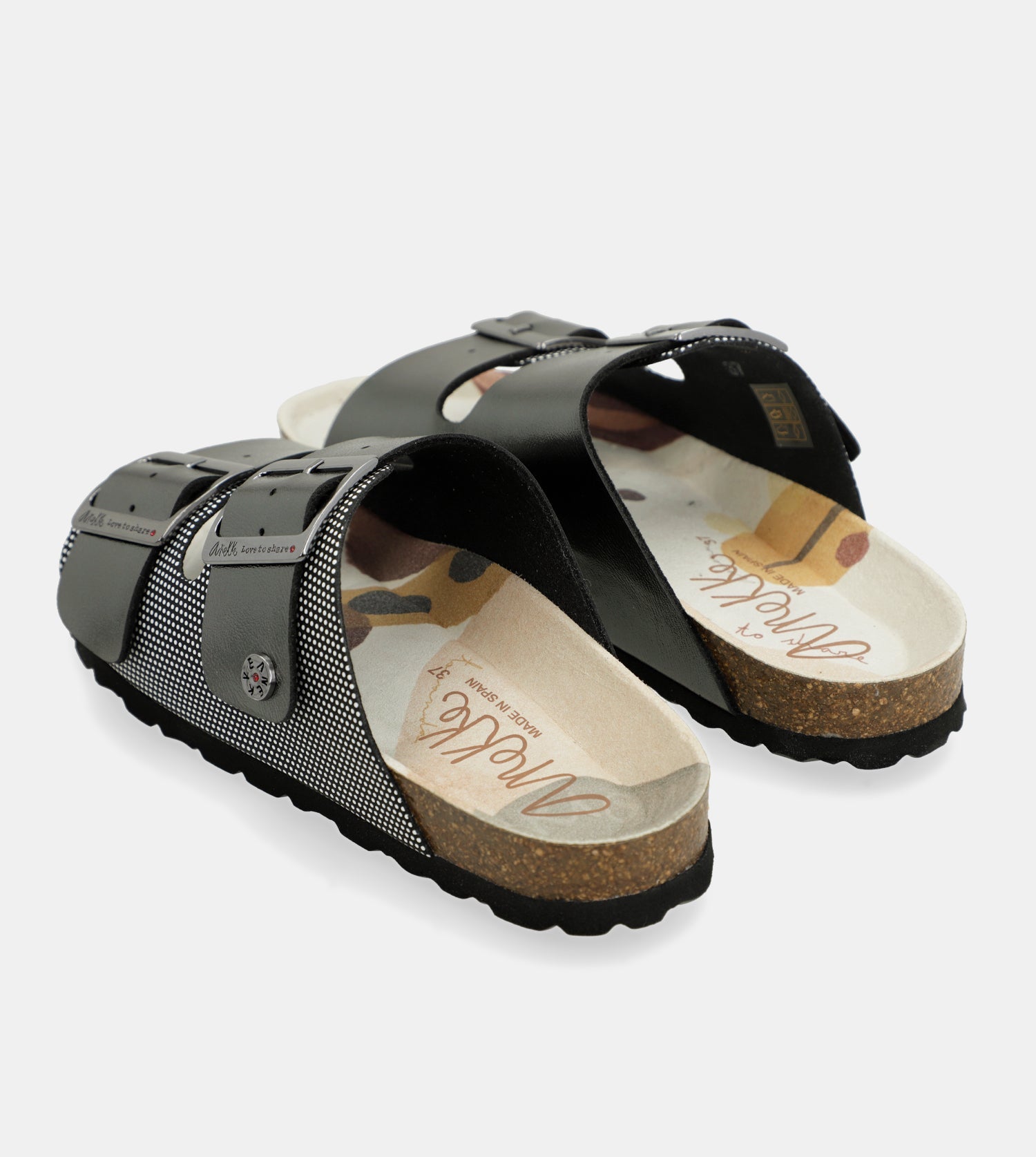 Schwarze Bio-Sandalen mit Punkten