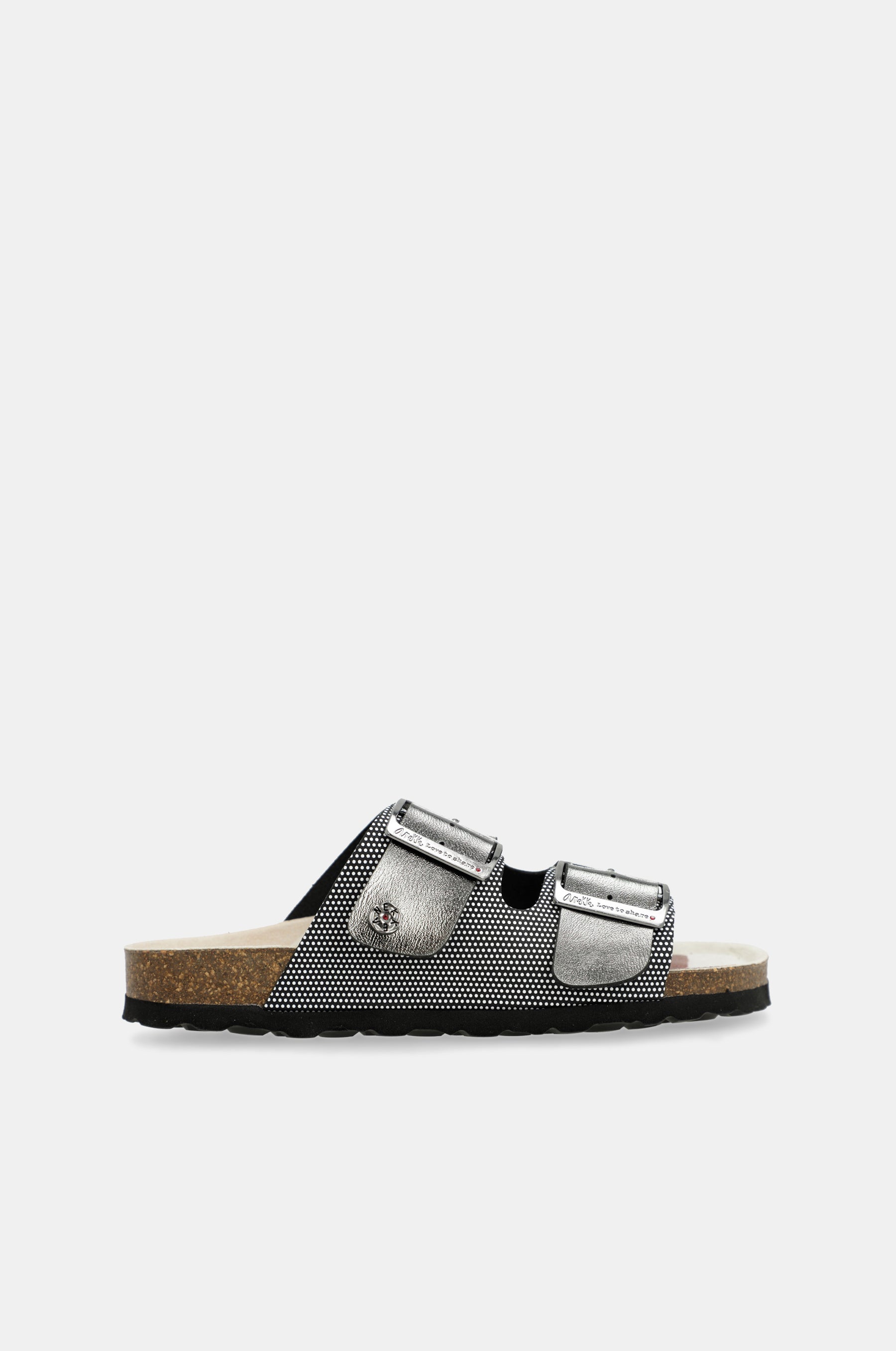 Schwarze Bio-Sandalen mit Punkten